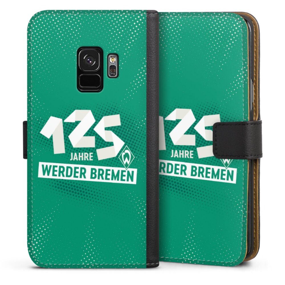 DeinDesign Handyhülle 125 Jahre Werder Bremen Offizielles Lizenzprodukt, Samsung Galaxy S9 Hülle Handy Flip Case Wallet Cover Handytasche Leder