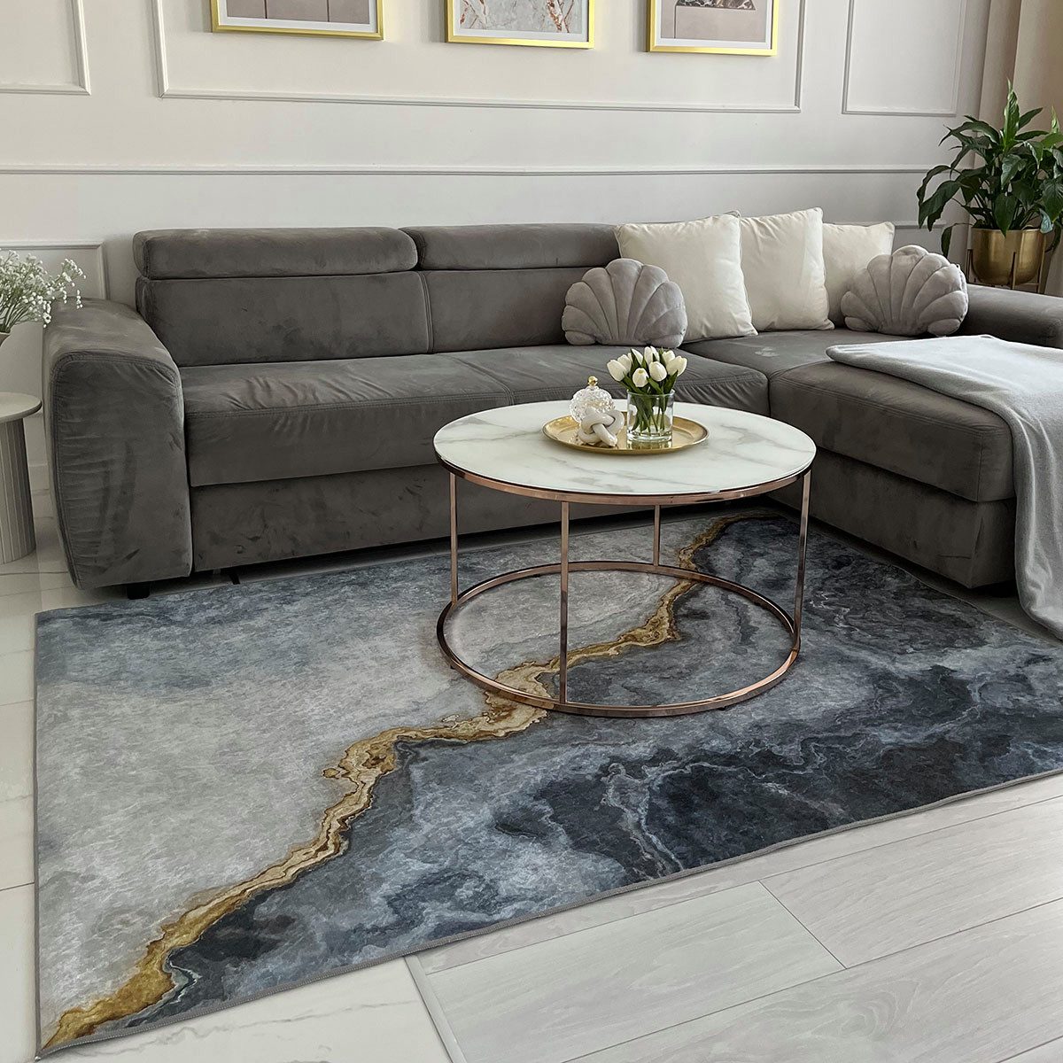Mazovia Designteppich Modern Teppich für Wohnzimmer, Schlafzimmer, Esszimmer, 80 x 150 cm, Kurflor, Waschbar in Waschmaschine, Höhe 5 mm, Rutschfest – Bild 3 von 5