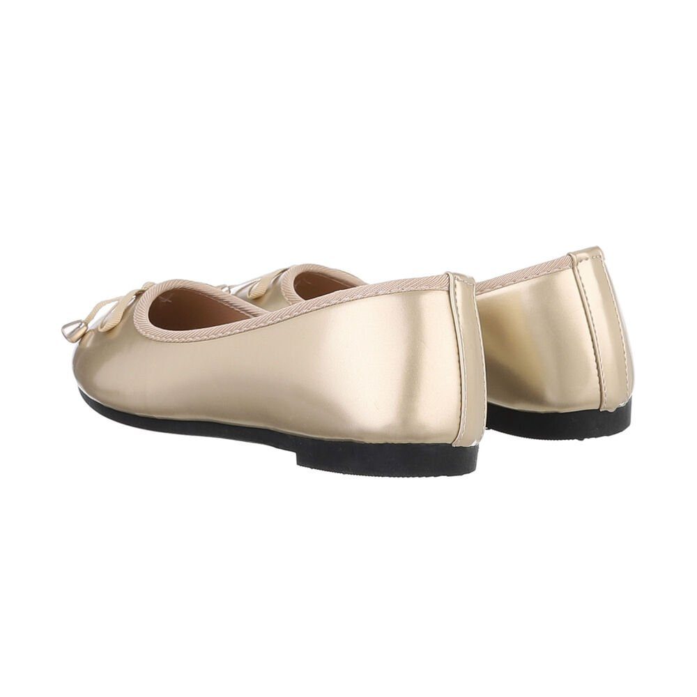 Ital-Design Damen Freizeit Ballerina (85894090) Blockabsatz Klassische Ballerinas in Gold