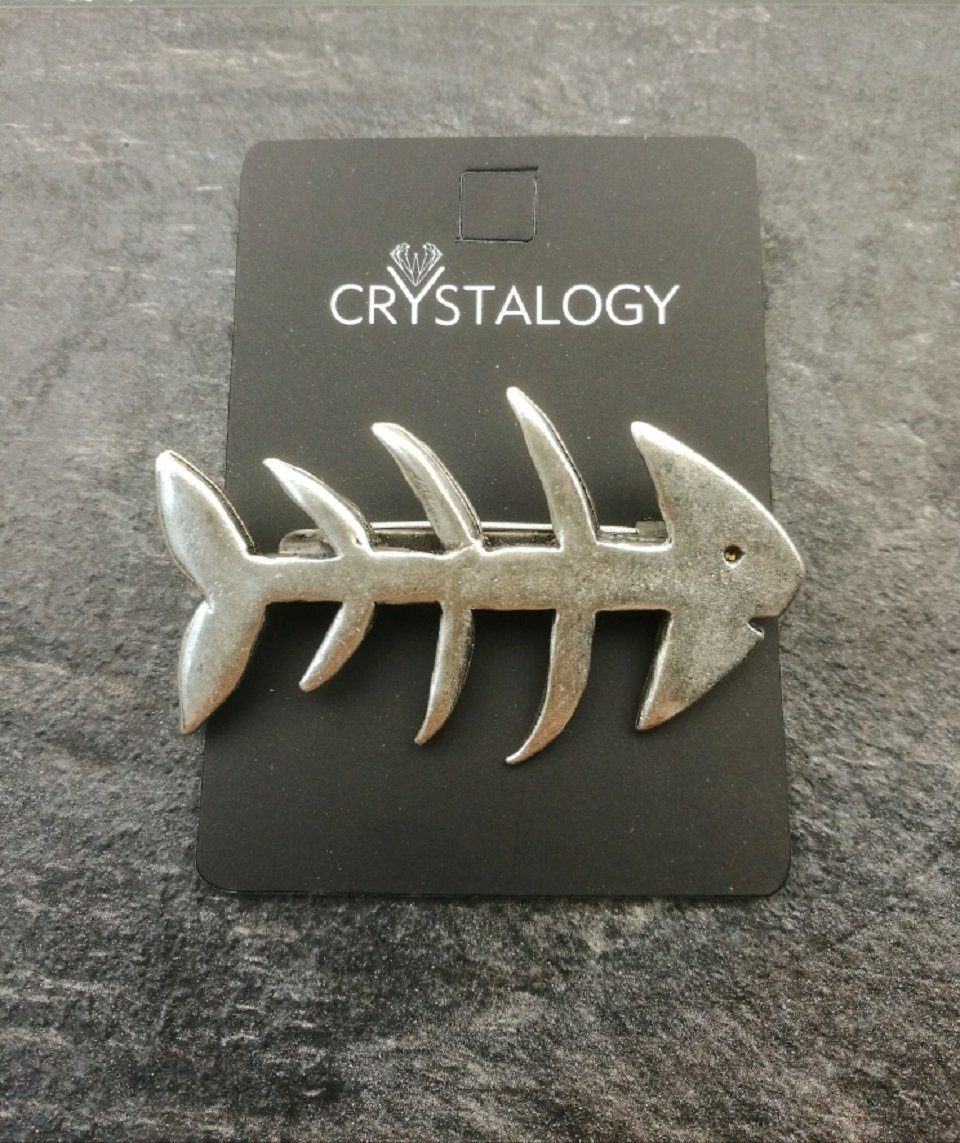 Crystalogy.de Brosche Fischgräten Brosche 5,5x3,5 cm (1-tlg)
