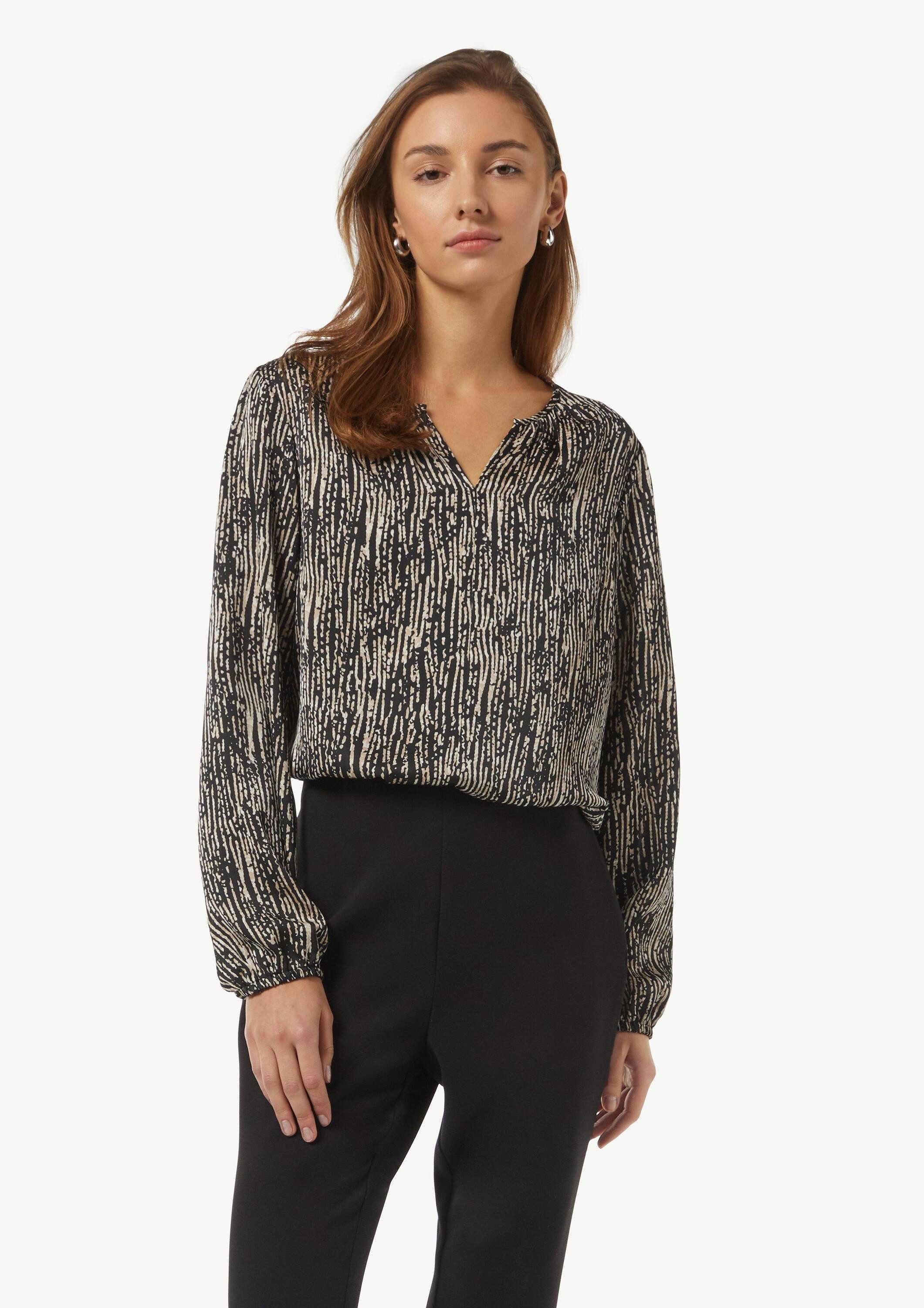 comma Langarmbluse Bluse Tunikabluse mit All-over-Print aus Satin günstig online kaufen