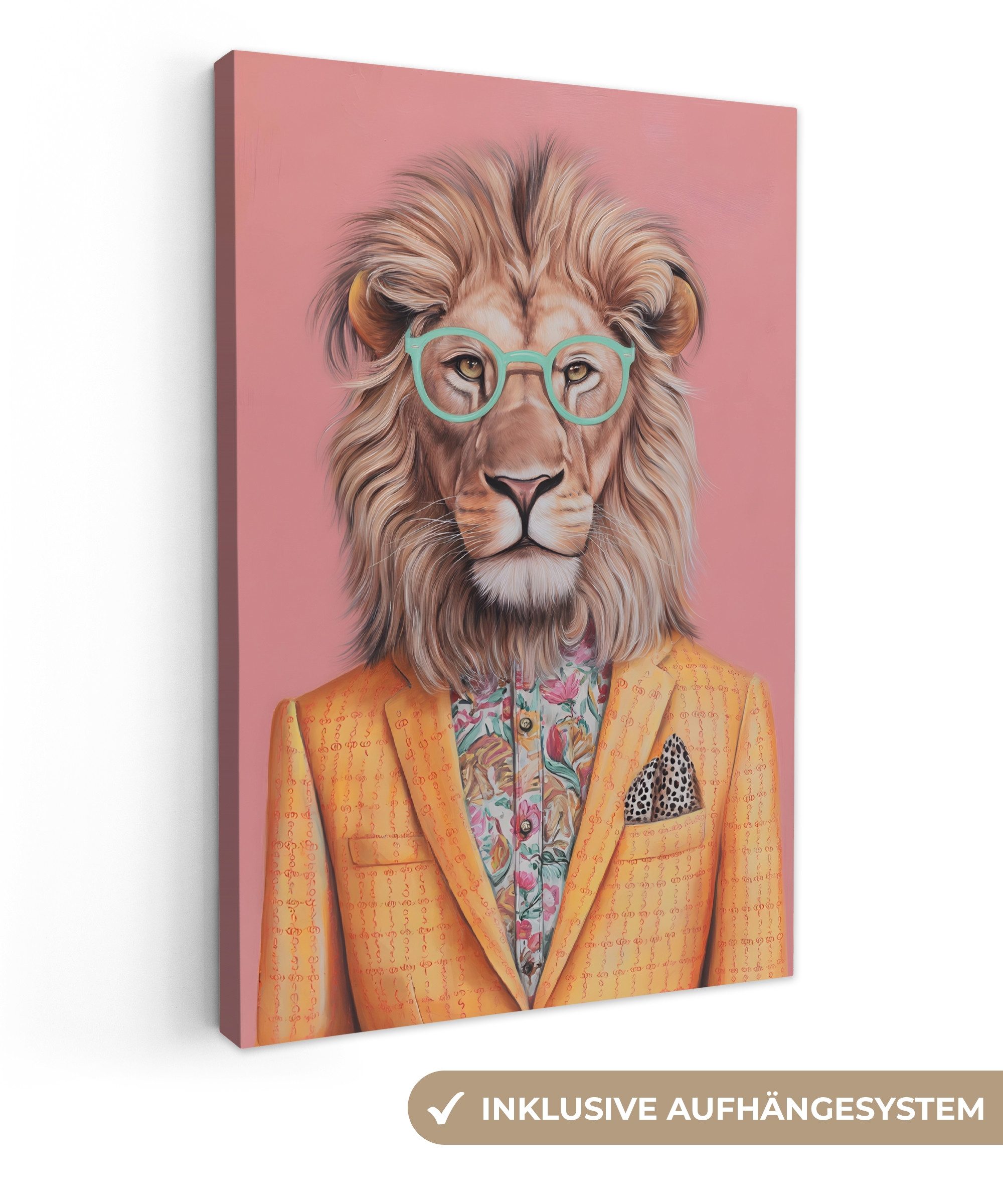 OneMillionCanvasses® Leinwandbild Löwe - Anzug - günstig online kaufen