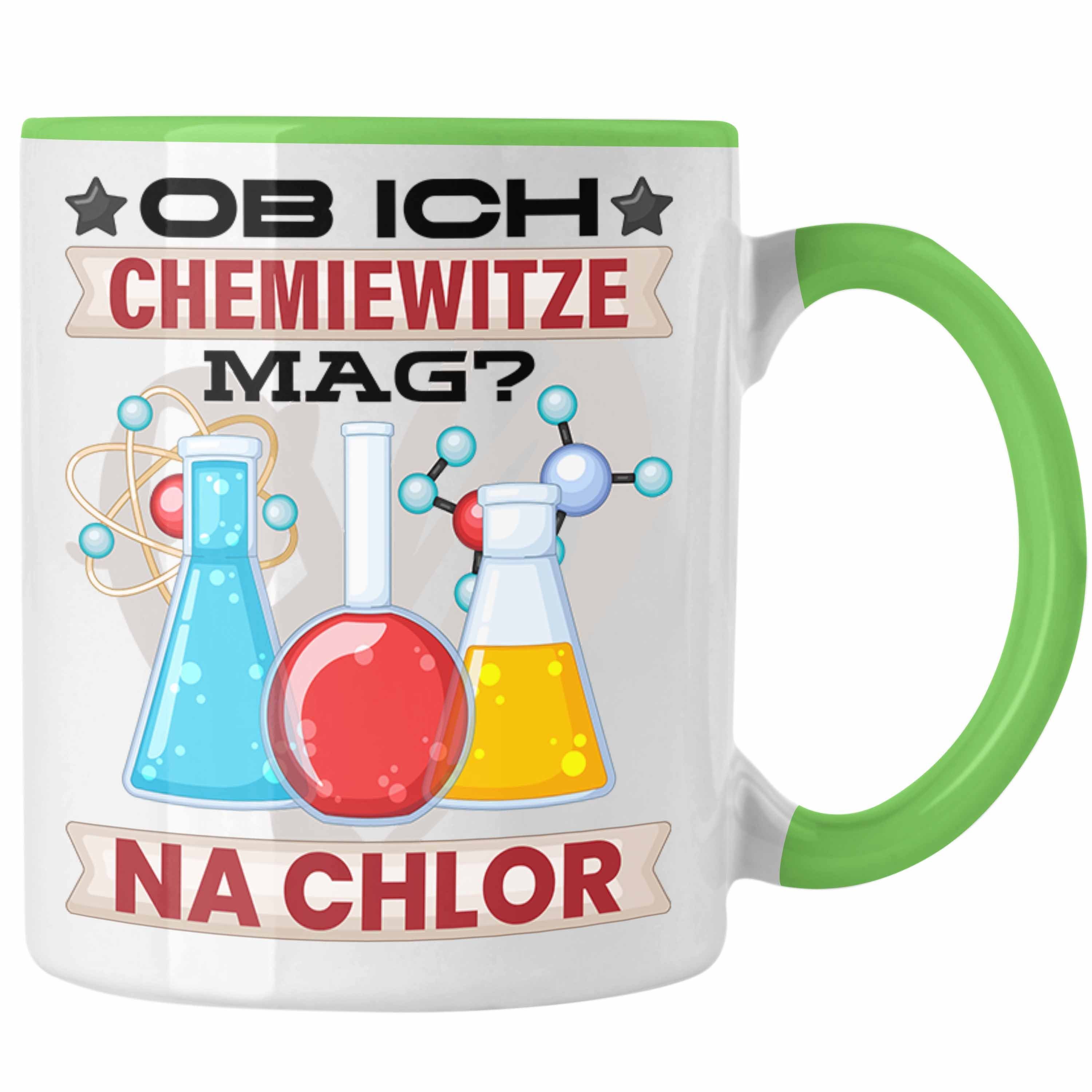 Trendation Tasse Chemie Tasse Geschenk Chemiker Na Chlor Geschenkidee Chemie-Student Grün