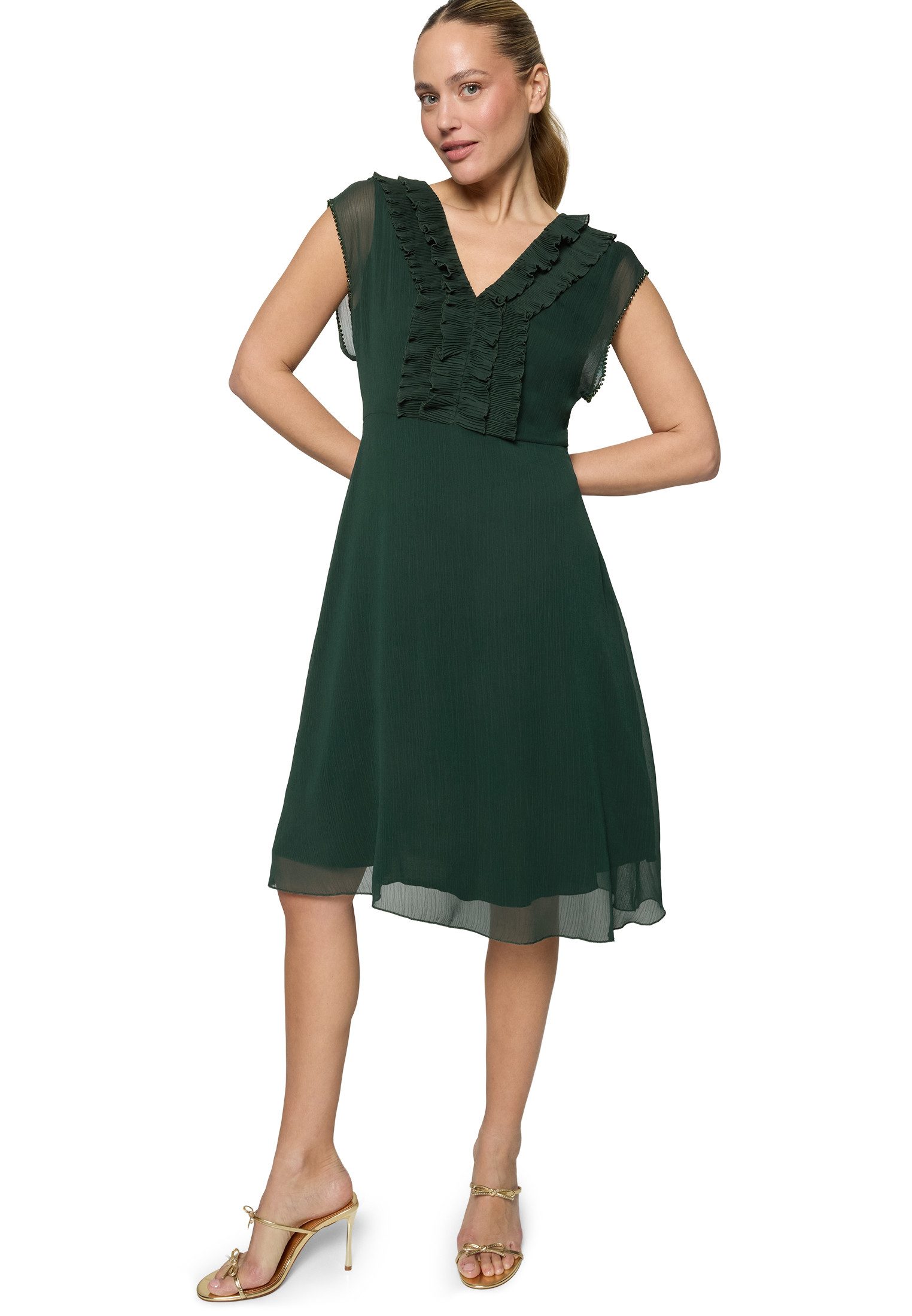Zero Chiffonkleid Damen mit Plissee Perlen günstig online kaufen