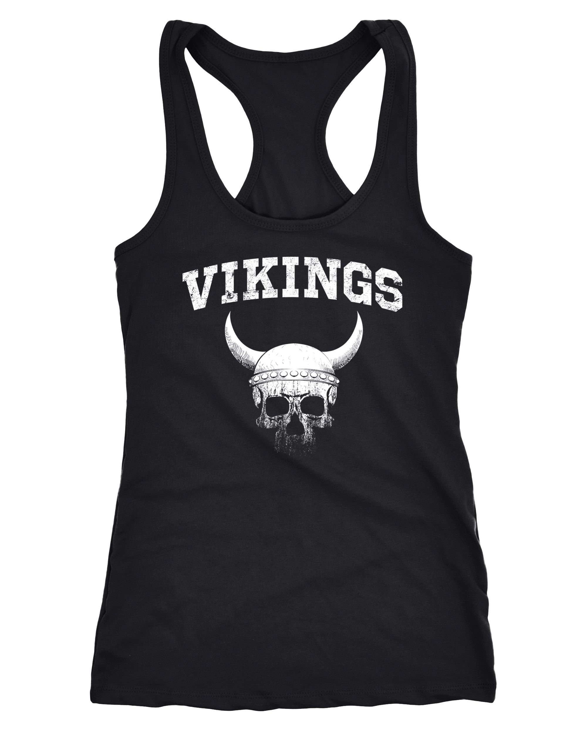 Tanktop Damen Tank-Top Wikinger-Helm Skull Totenkopf Print Aufdruck Racerback