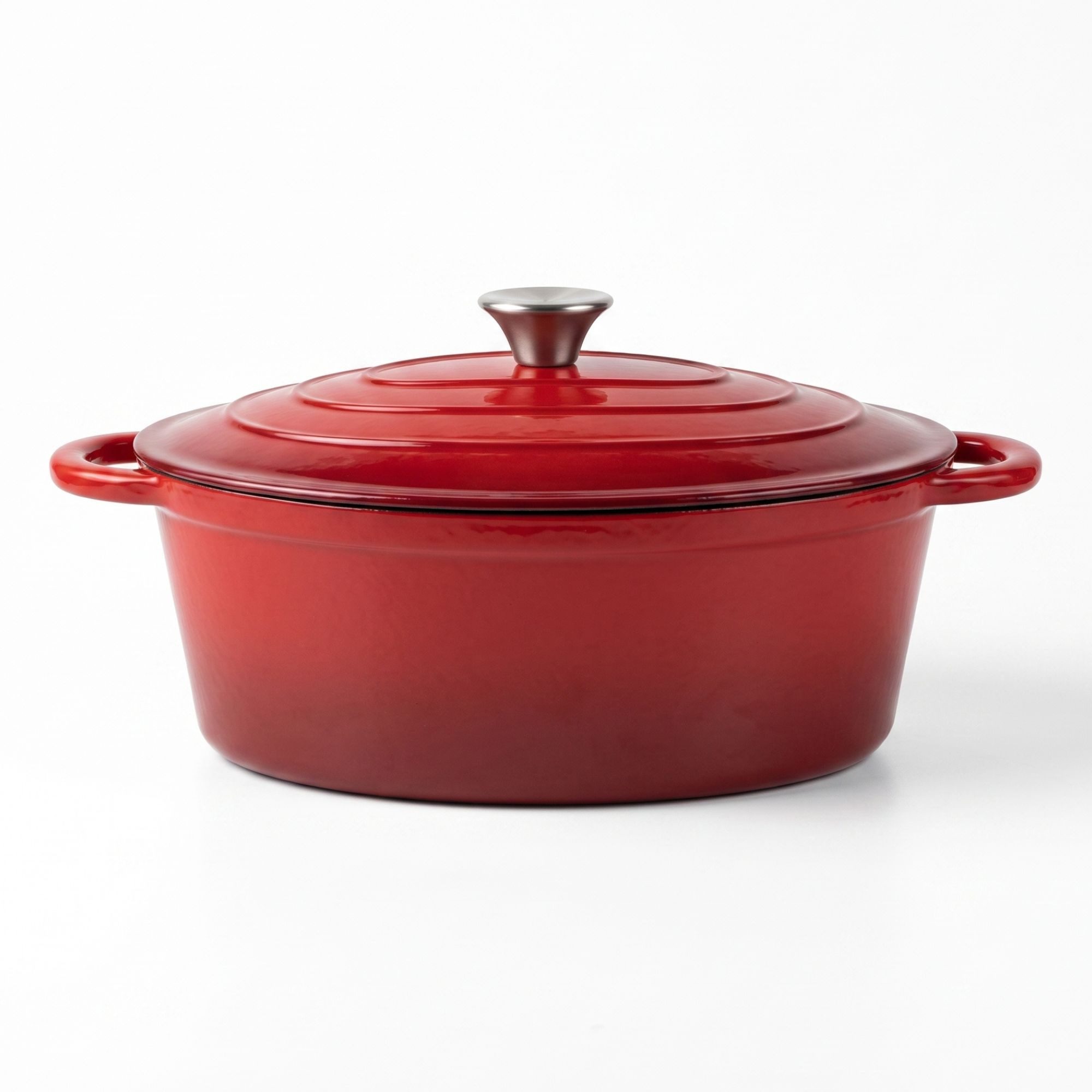 BIG-PAN Bräter Gusseisen Schmortopf 3,5 L oval Deckel emailliert Bratentopf Cocotte, Gusseisen (Topf Auflaufform Servierpfanne, Schmorpfanne Brotbacktopf), für  – Bild 5 von 5