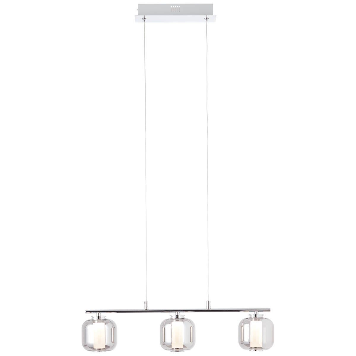 Brilliant Pendelleuchte Rafa, LED fest integriert, Warmweiß, LED 3flg Balken chrom/rauchglas