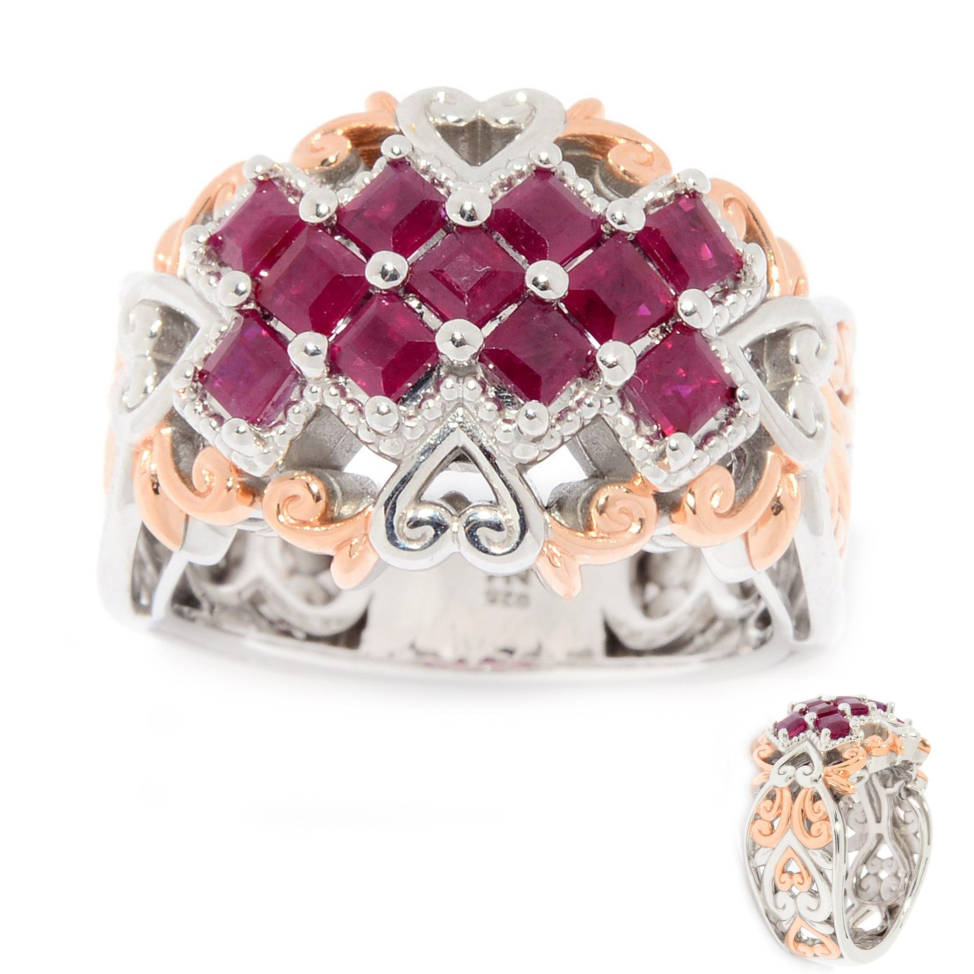 Silberring Rubinring 925 Sterlingsilber 1,25 ct, Burmesische Rubine, Damenring