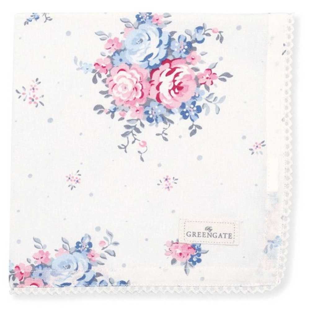 Greengate Stoffserviette Greengate Stoffserviette mit Spitze EMELY Weiß mit Blumen