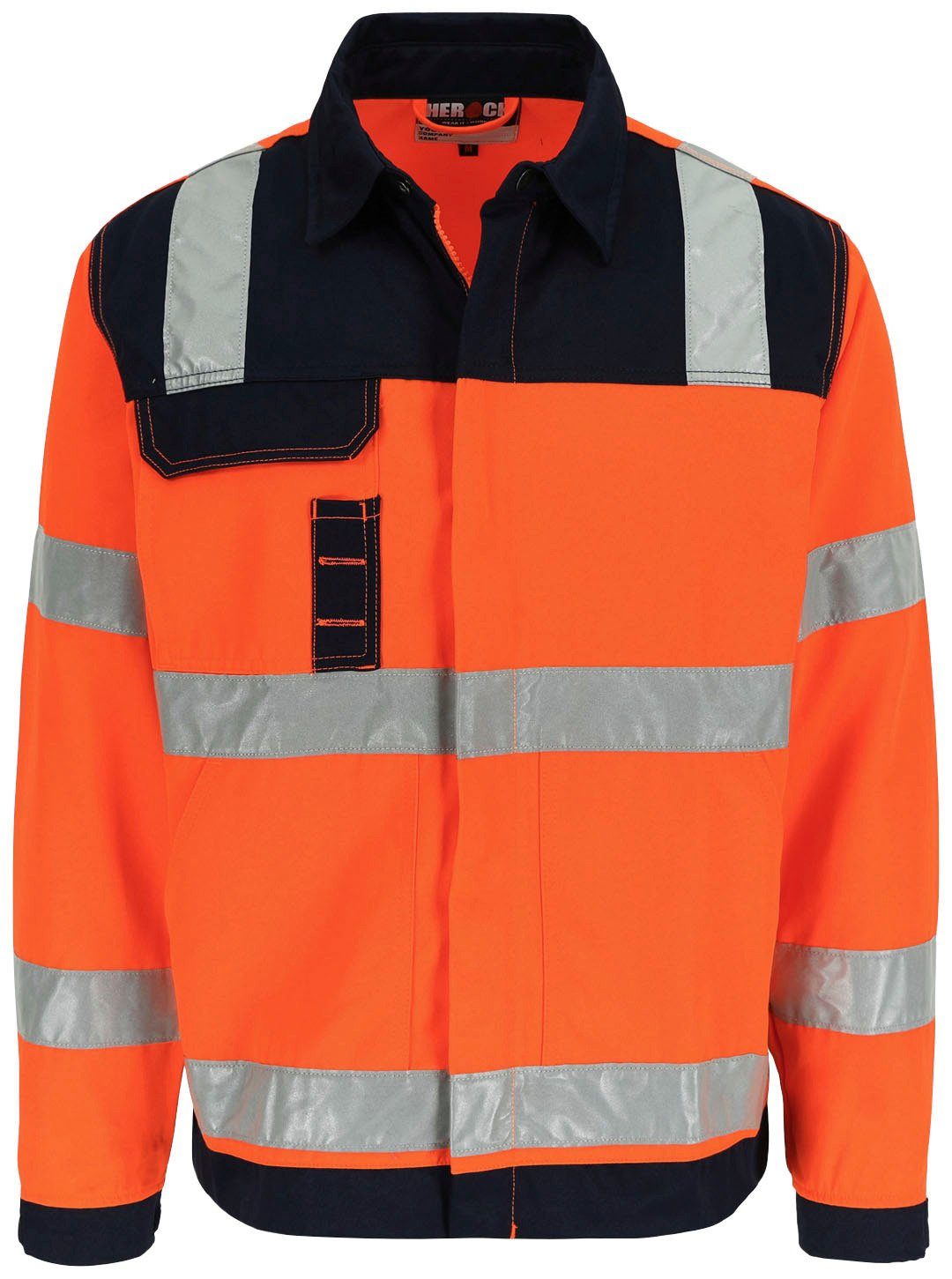 Herock Arbeitsjacke Hydros Bänder 5 Hochwertig, orange Jacke eintellbare Taschen, reflektierende 5cm Hochsichtbar Bündchen