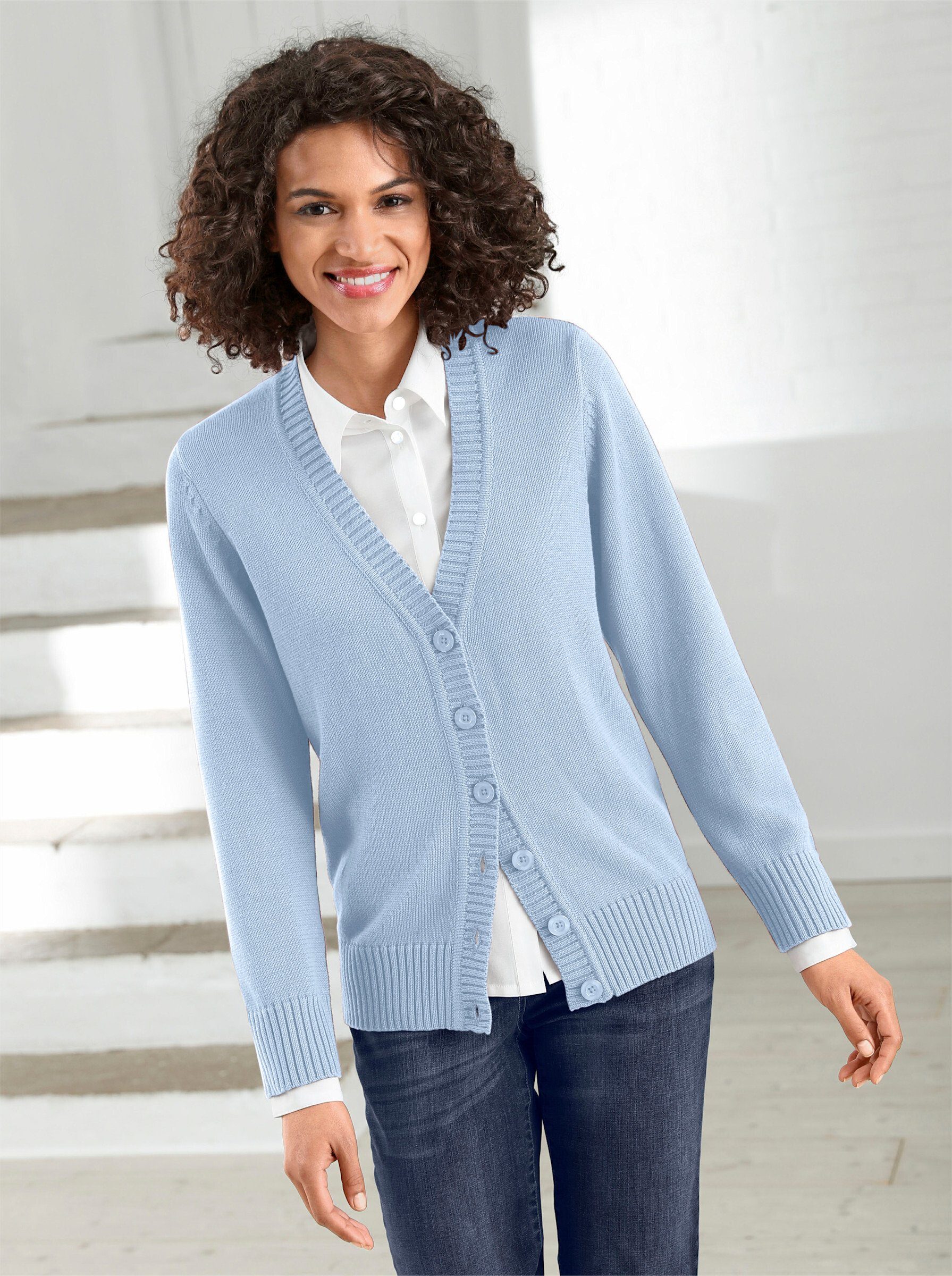 Witt Strickjacke Strickjacke Langarm Materialmix
