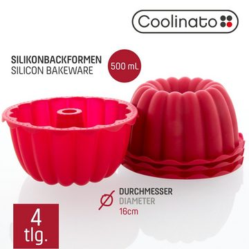 Coolinato Backform Coolinato Silikon Dessert Backformen Set 4tlg. ROT, inkl. Rezepte