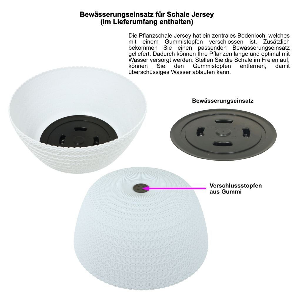 Heimwerkercenter Pflanzschale MePla Schale Jersey - wetterfestes Pflanzgefäß ø24cm - weiß