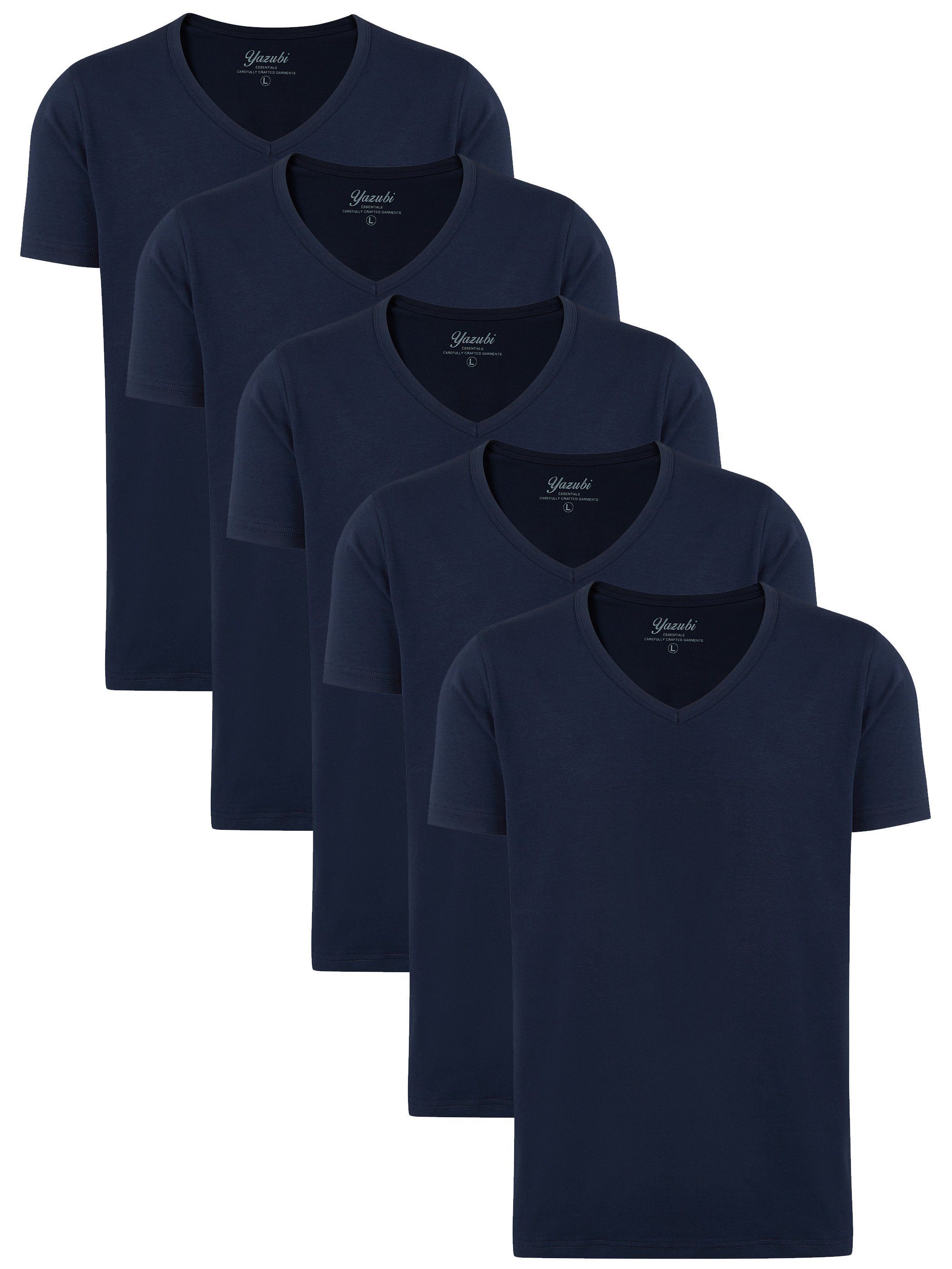Yazubi T-Shirt modisches Shirt Mythic (Spar-Set, 5er-Pack) bequemes T-shirt mit V-Ausschnitt Blau (Dark Sapphire 194020)