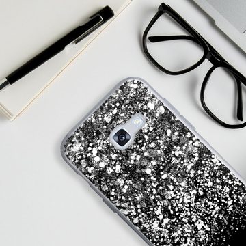 DeinDesign Handyhülle Snow Fall Glitter Look, Silikon Hülle, Bumper Case, Handy Schutzhülle, Smartphone Cover Glitzer Look Schneeflocken Muster