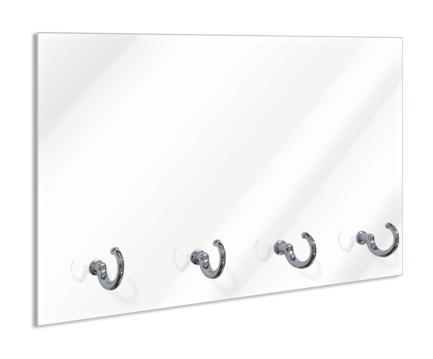 Wallario Schlüsselbrett Weiß, (inkl. Aufhängeset), 30x20cm, aus ESG-Sicherheitsglas