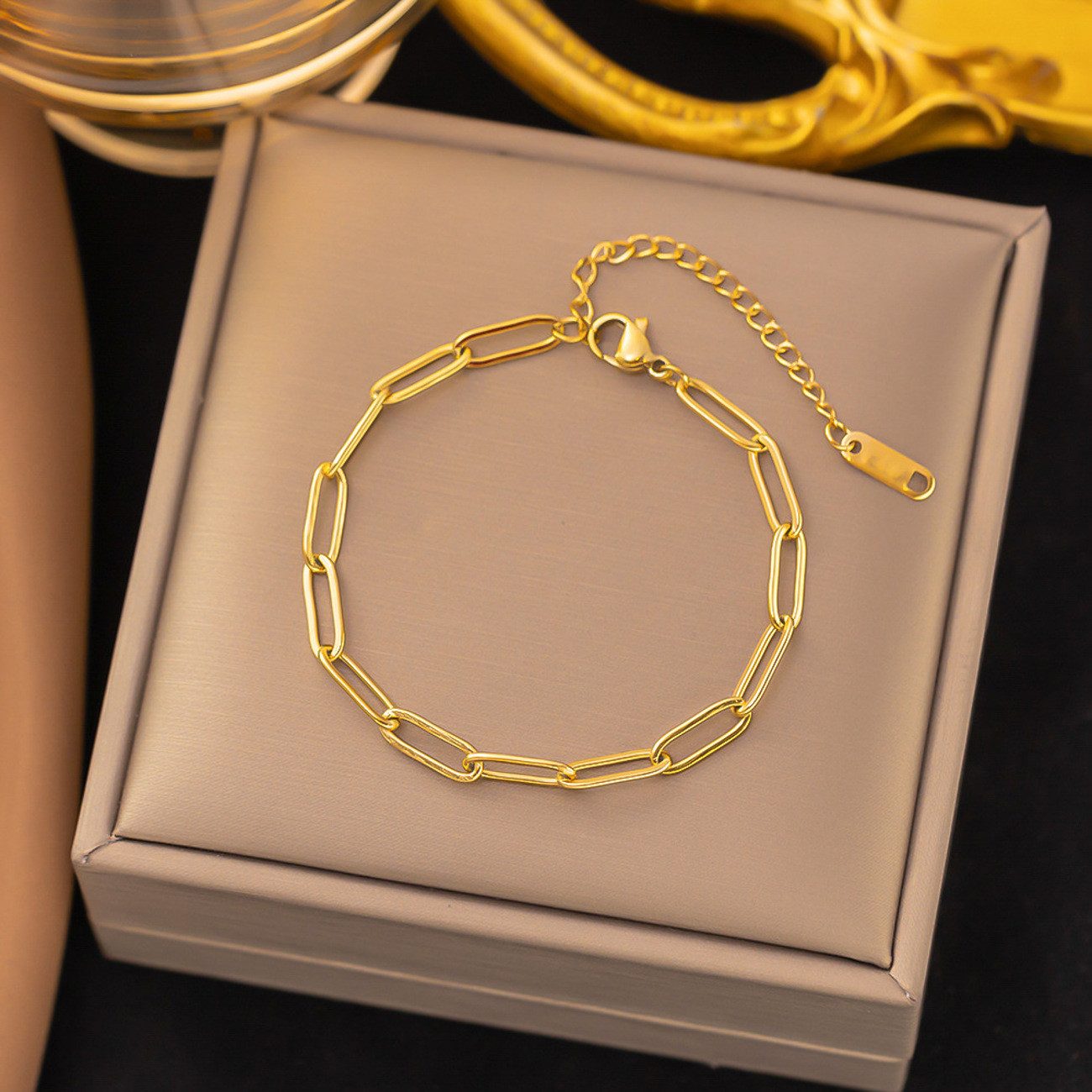 KARMA Schmuckset Damen Gold Edelstahl vergoldet Halskette und Armband (wass günstig online kaufen