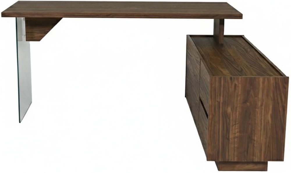 Jahnke Eckschreibtisch LUX C 160 E, Eckschreibtisch, wechselseitig montierbar, Glas, 2 Fächer+2Schubladen