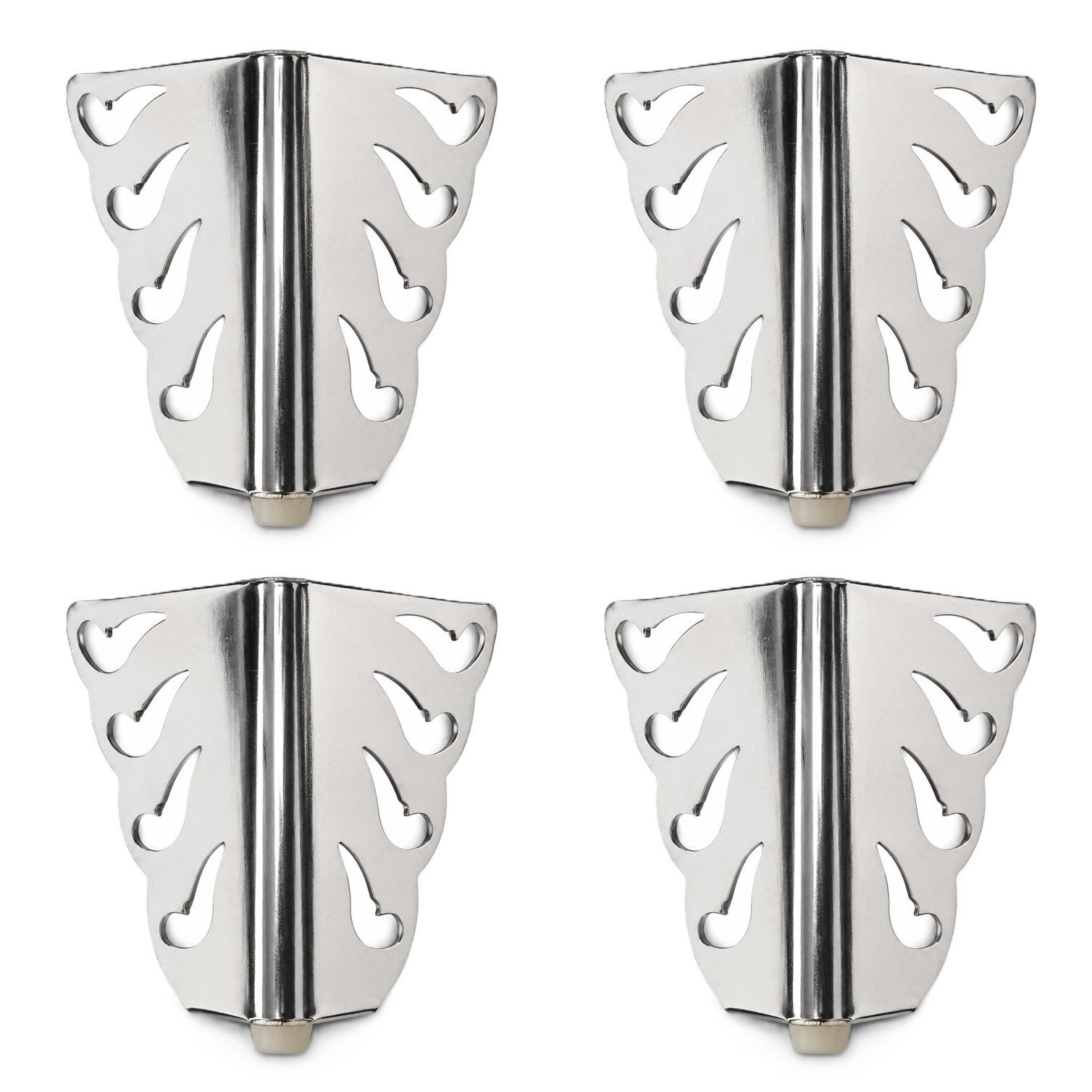 HOOZ Möbelfuß Chrom 80x50mm 4er Set Ornament-Design Sofafüße bis 40kg, (Set, 4er-Set Möbelbeine), Ornament-Design mit dekorativen Aussparungen