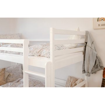 Lomadox Kinderbett KANGRU-162, Kiefer weiß, Bett mit 3 Liegeflächen, umbaubar zu Einelbetten