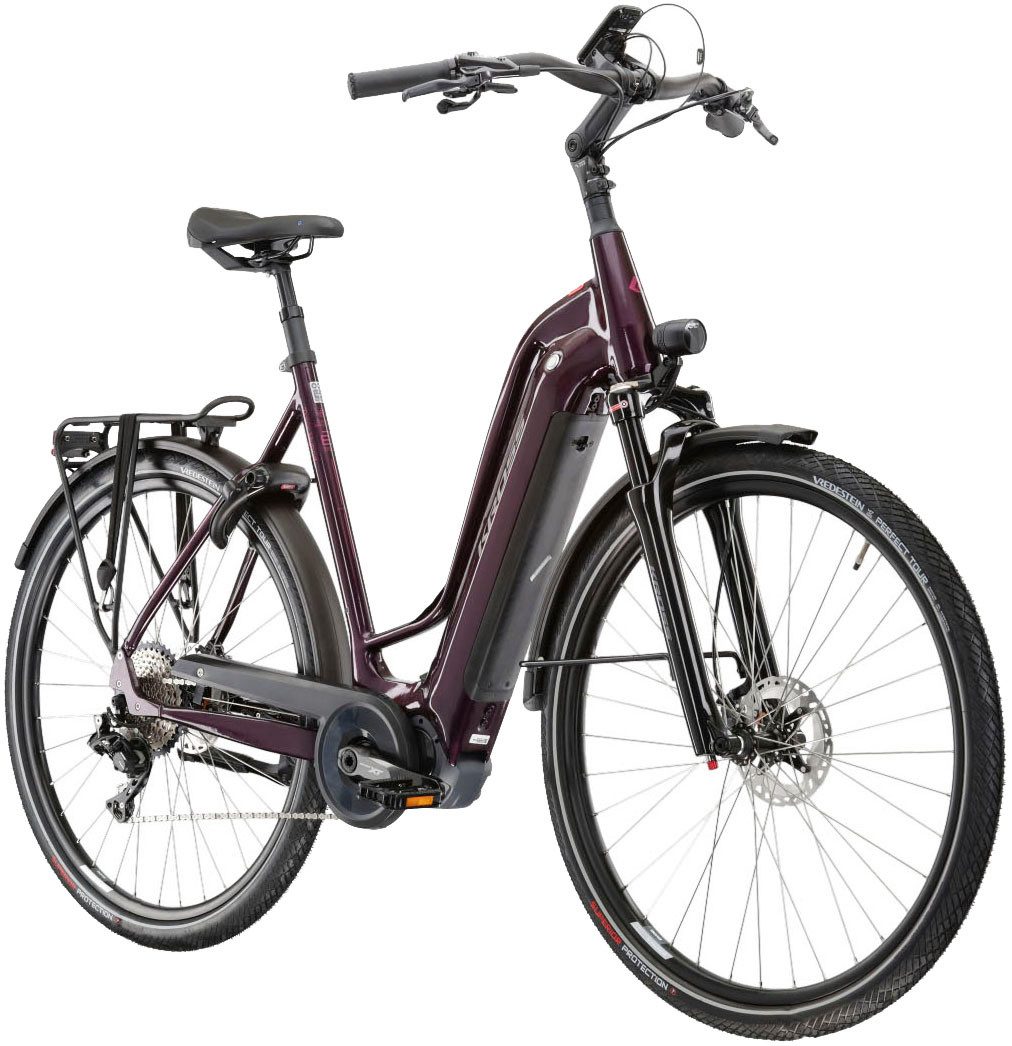 Kross E-Bike Trekkingrad Trans Hybrid Prestige 630 28 Zoll lila - Shimano Mittelmotor, 11 Gang Shimano DEORE XT DI2 M8050 Schaltwerk, Kettenschaltung, Mittelmotor, 630 Wh, SHIMANO 36 V/250 W DU-E6110, Mittelmotor