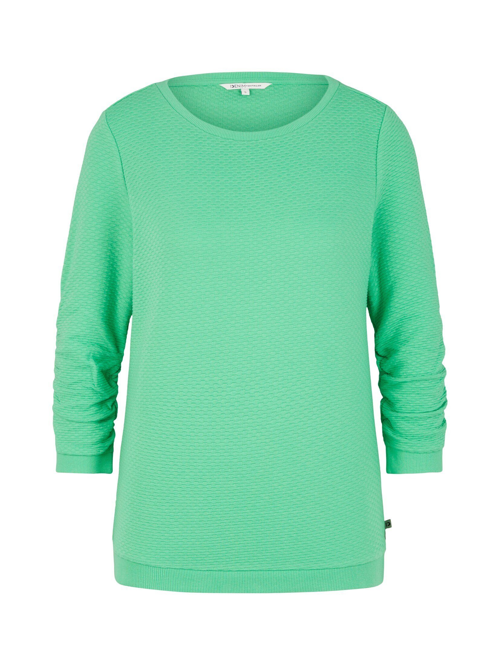 Denim strong Strukturiertes TOM Sweatshirt TAILOR green Sweatshirt