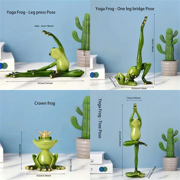Silberstern Tierfigur Yoga-Frosch-Kunstharz-Dekoration, 4er-Set (4 St), Wohnzimmer-Balkon-Desktop-Bücherregal-Harzdekoration