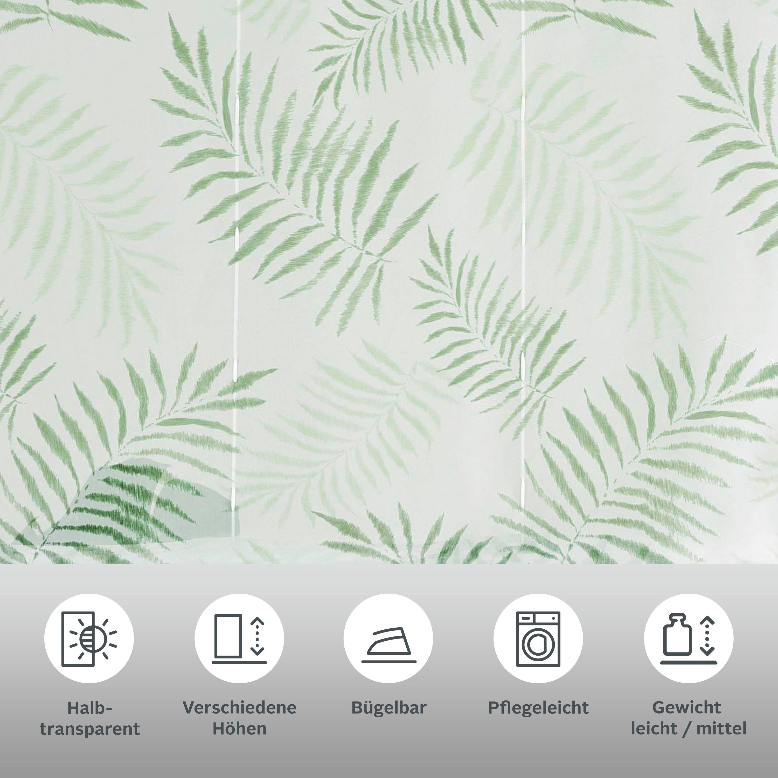 OTTO home Raffrollo Paula, mit Stangendurchzug, Bändchenrollo, mit Blättern/Palmmotiven einseitig bedruckt