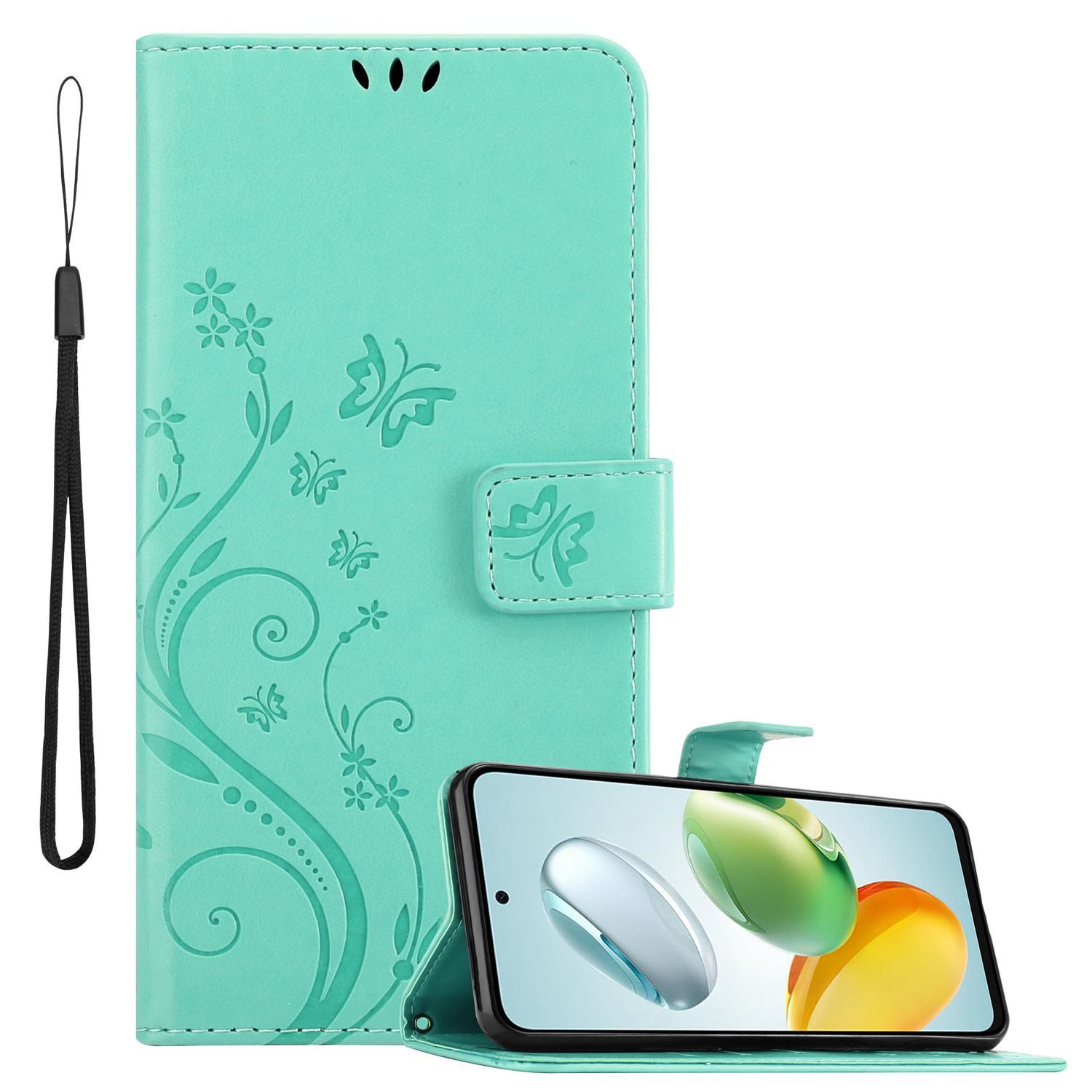 Cadorabo Handyhülle für Honor 200 Smart Hülle Honor 200 Smart, Hülle Schutzhülle Blumen Flower mit Standfunktion Kartenfach Magnet