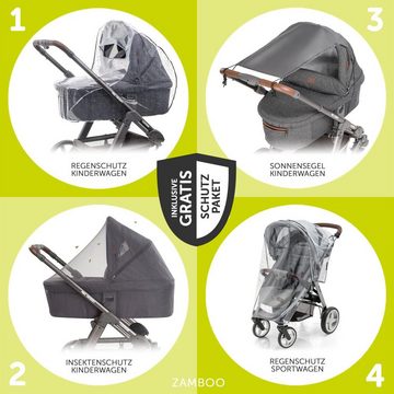 ABC Design Kombi-Kinderwagen Salsa 4 Air - Asphalt, 2in1 Kinderwagen Buggy Set mit Babywanne, Sportsitz, Regenschutz