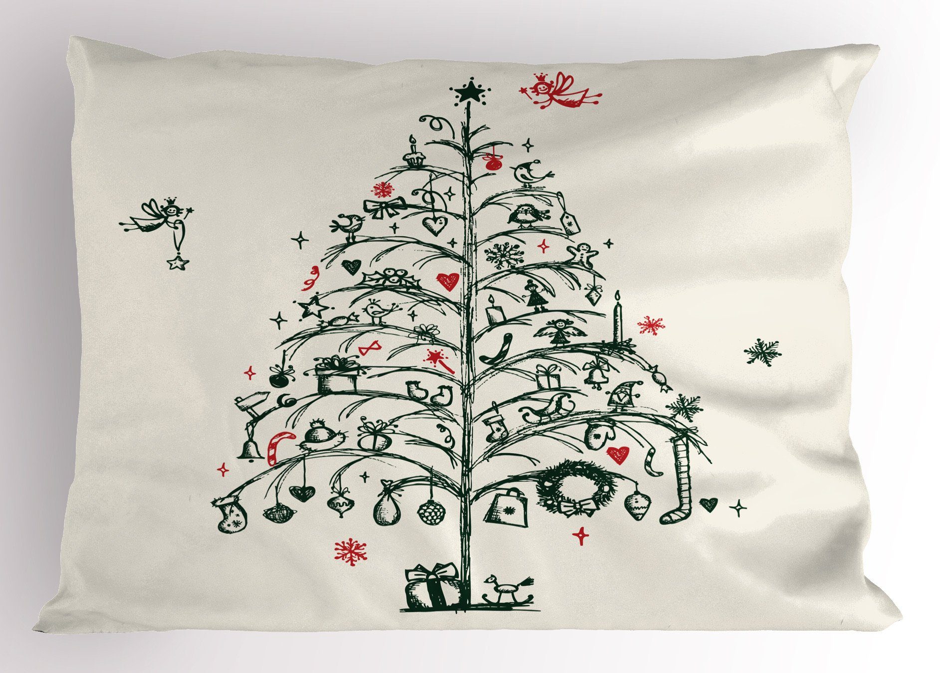 King Gedruckter Kissenbezug, Standard Baum und (1 Feen Weihnachten Size Abakuhaus Stück), Kissenbezüge Dekorativer