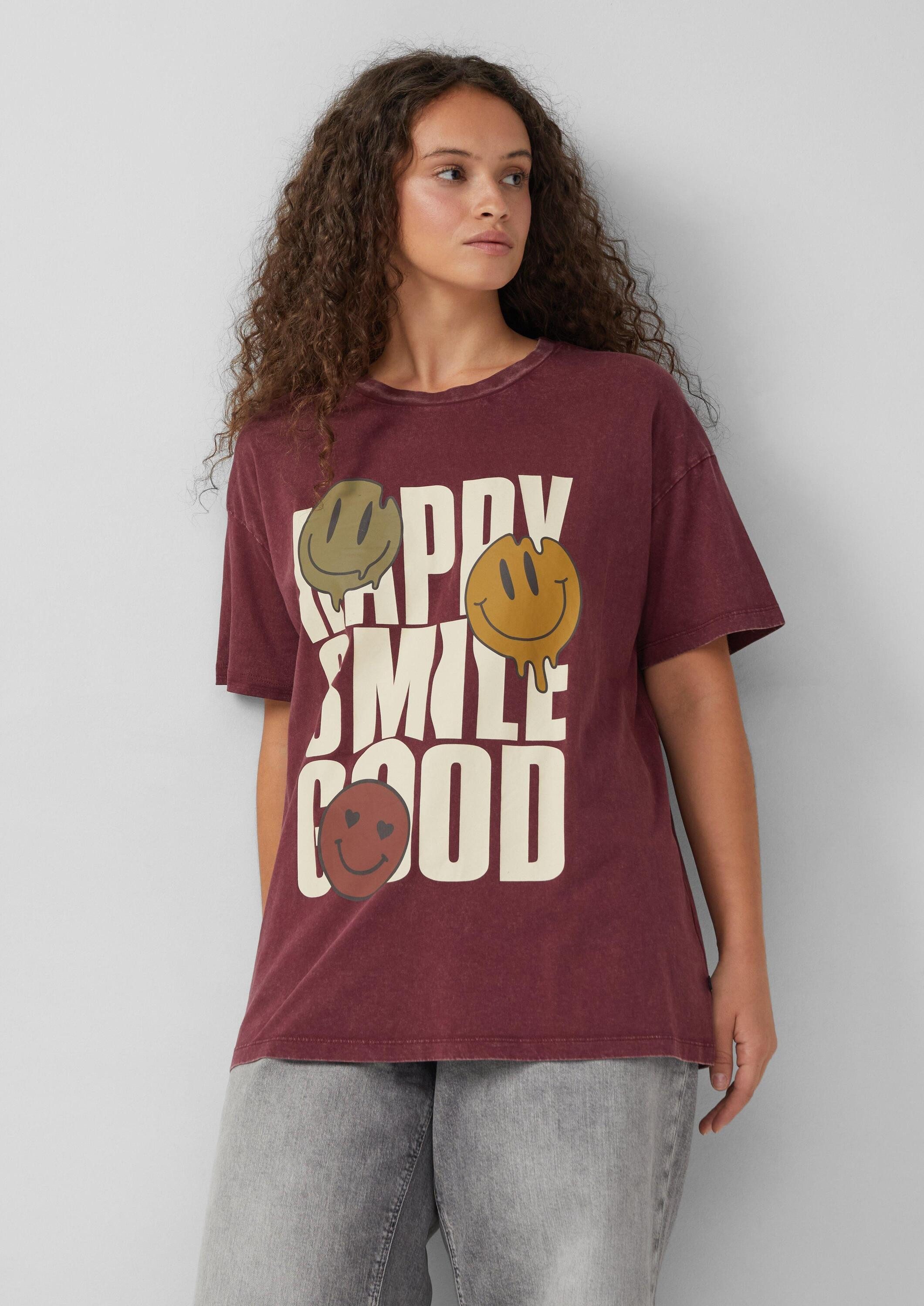 QS Kurzarmshirt T-Shirt Gewaschenes Printshirt günstig online kaufen