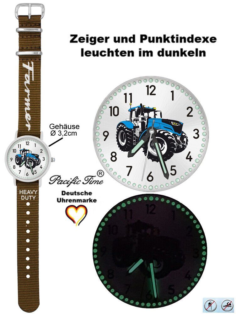 Pacific Time Heavy blau und Mix Gratis - oliv Armbanduhr Design Duty Kinder Quarzuhr Match Traktor Versand Wechselarmband