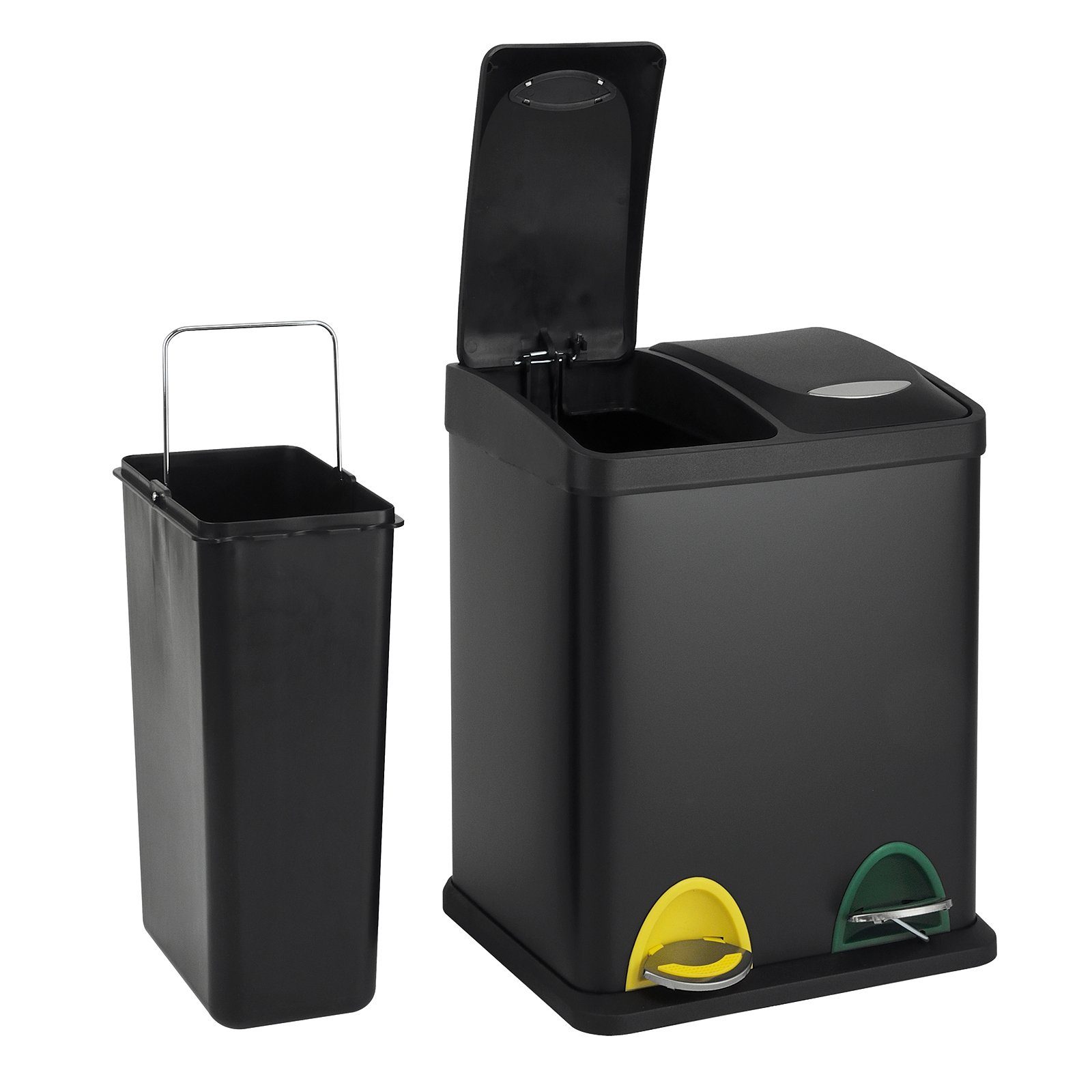 SVITA Мусорные урны TC2X8, Küchen-Eimer, Abfalleimer, 2er- Mülltrennung, Мусорные ведра с педалью, Schwarz