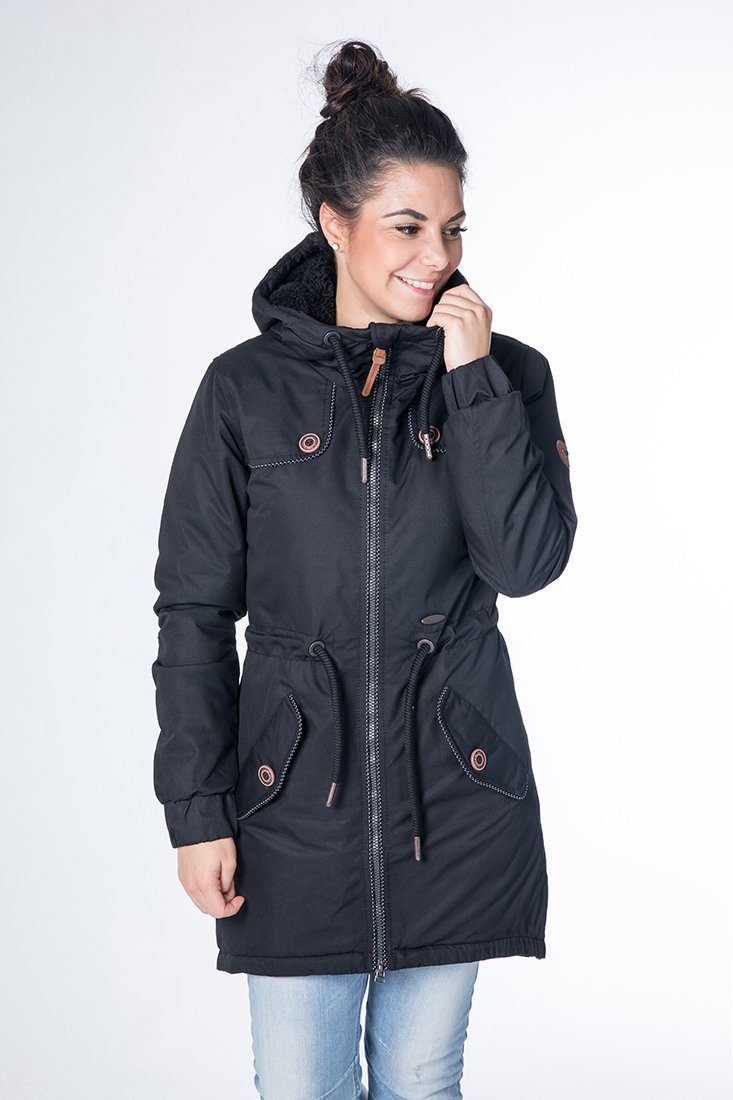 Alife & Kickin Funktionsparka Kragen COAT black CS mit und hochschließendem II Kapuze CHARLOTTE