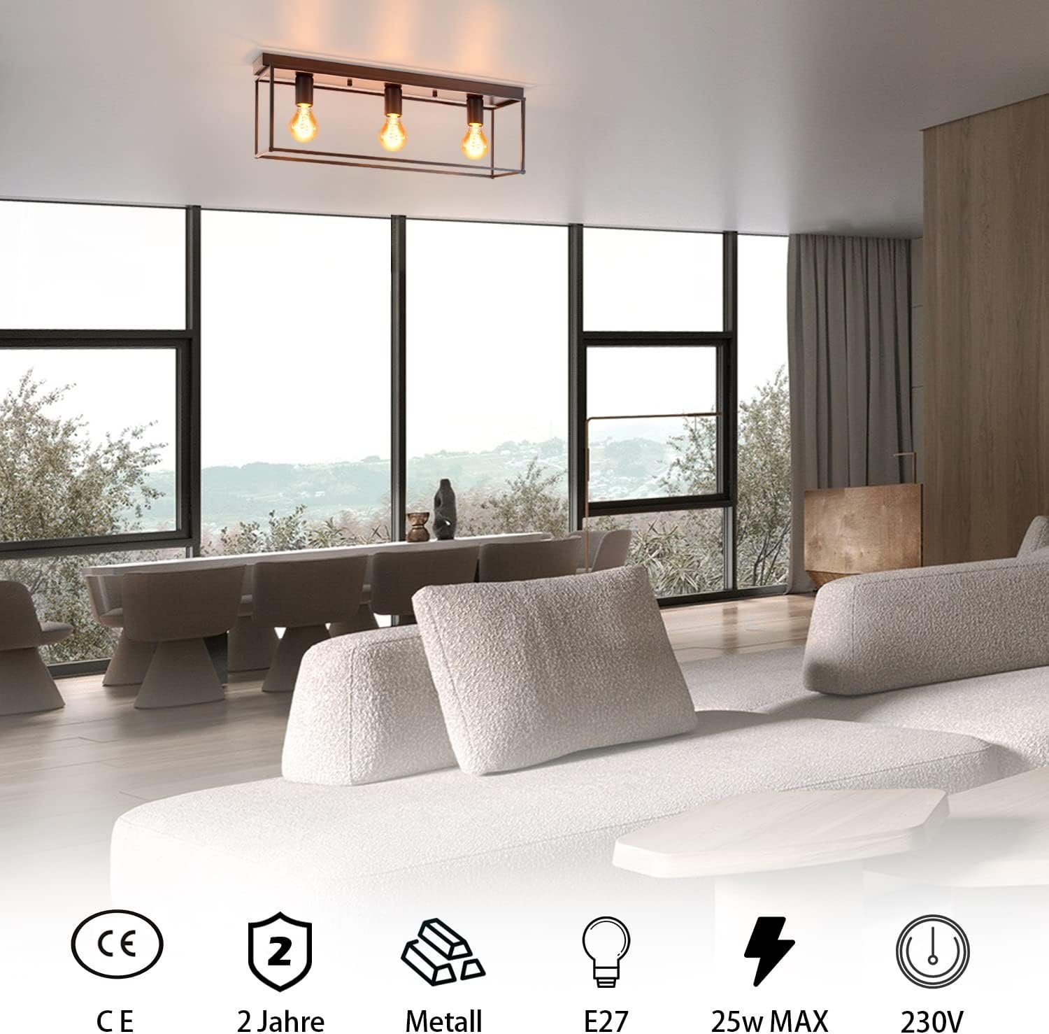 Nettlife Deckenleuchte Schwarz Vintage E27 Deckenlampe günstig online kaufen