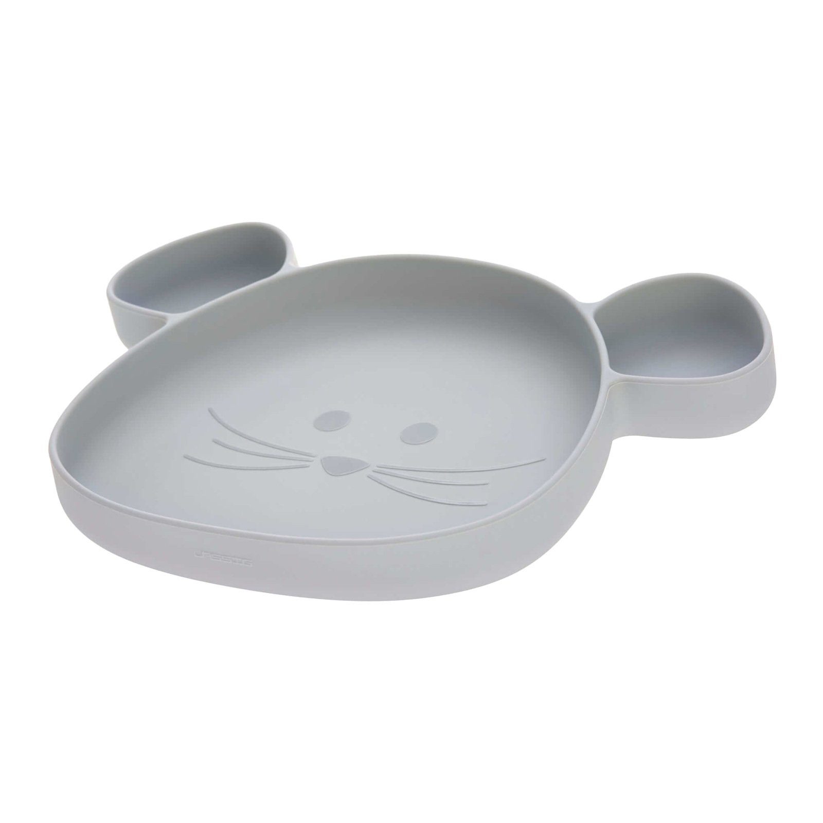 LÄSSIG Kindergeschirr-Set Little Maus Chums (3-tlg), Silikon Lätzchen Silikon Geschirrset grau mit
