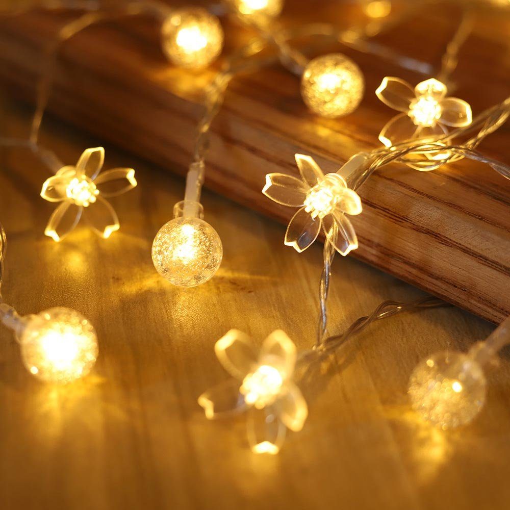 Kristallkugel, Blume, Rosnek Stern, Weihnachtsparty, für Schneeflocke, Indoor batteriebetrieben Kristallkugel+Blume LED-Lichterkette