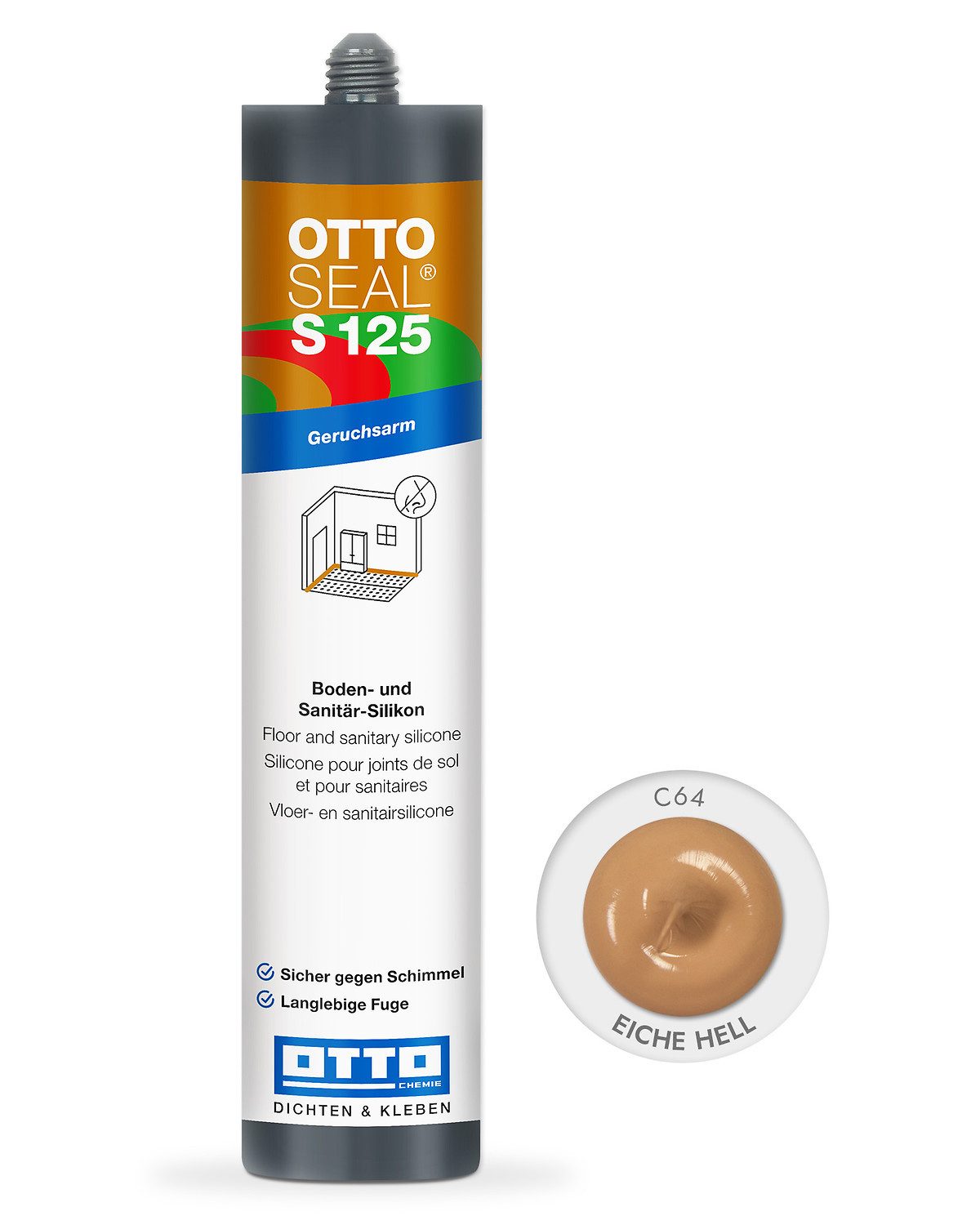 OTTO-Chemie Silikon Ottoseal S125 Boden- und Sanitärsilikon 310ml, Alkoxy-Basis, geruchsarm, universal, optimal für Designbelag