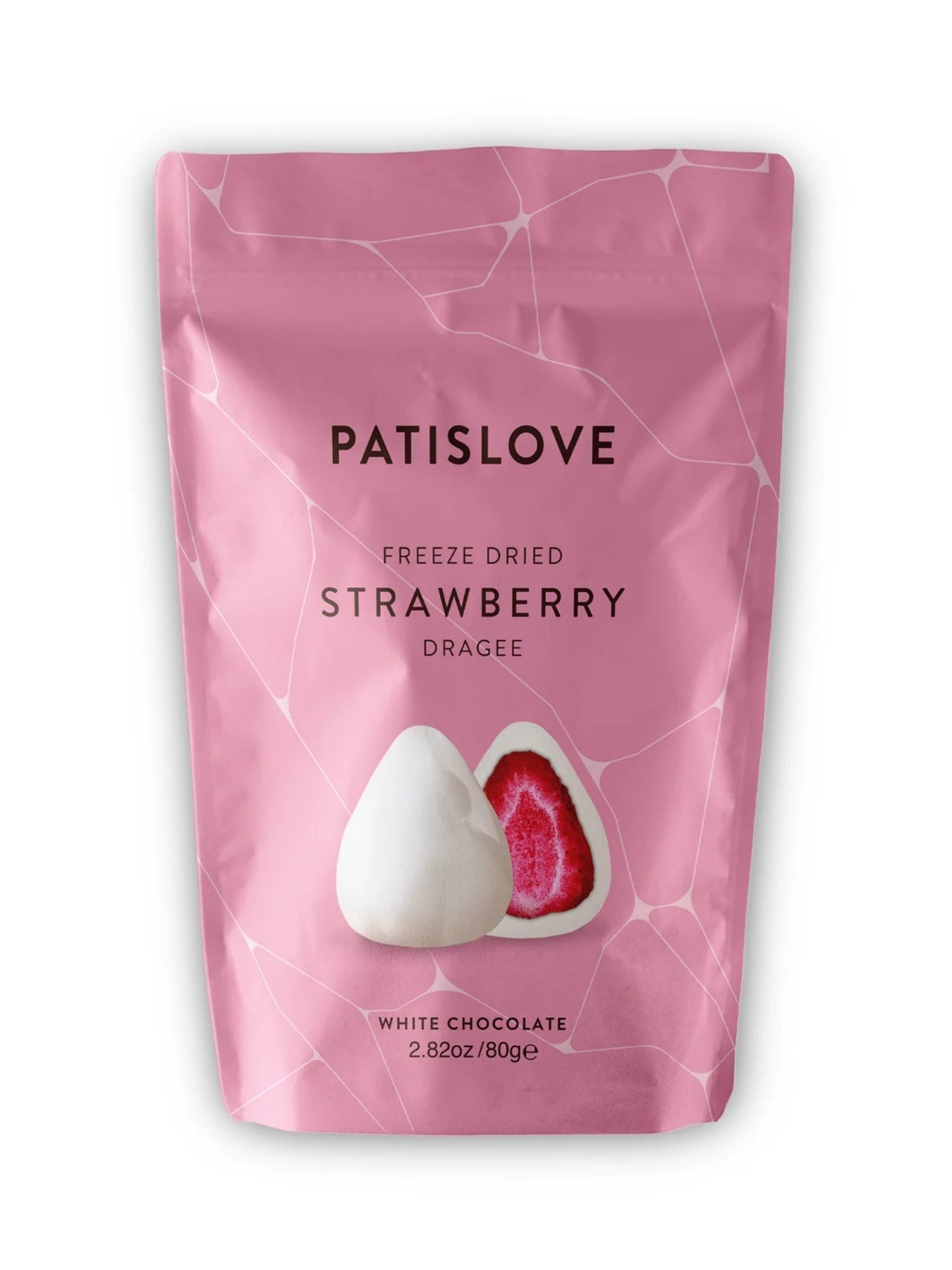 PATISLOVE Schokolade Patislove Gefriergetrocknete Erdbeeren in Weißer Schokolade, 80g, 88% Weiße Schokolade, Ganze gefriergetrocknete Erdbeeren