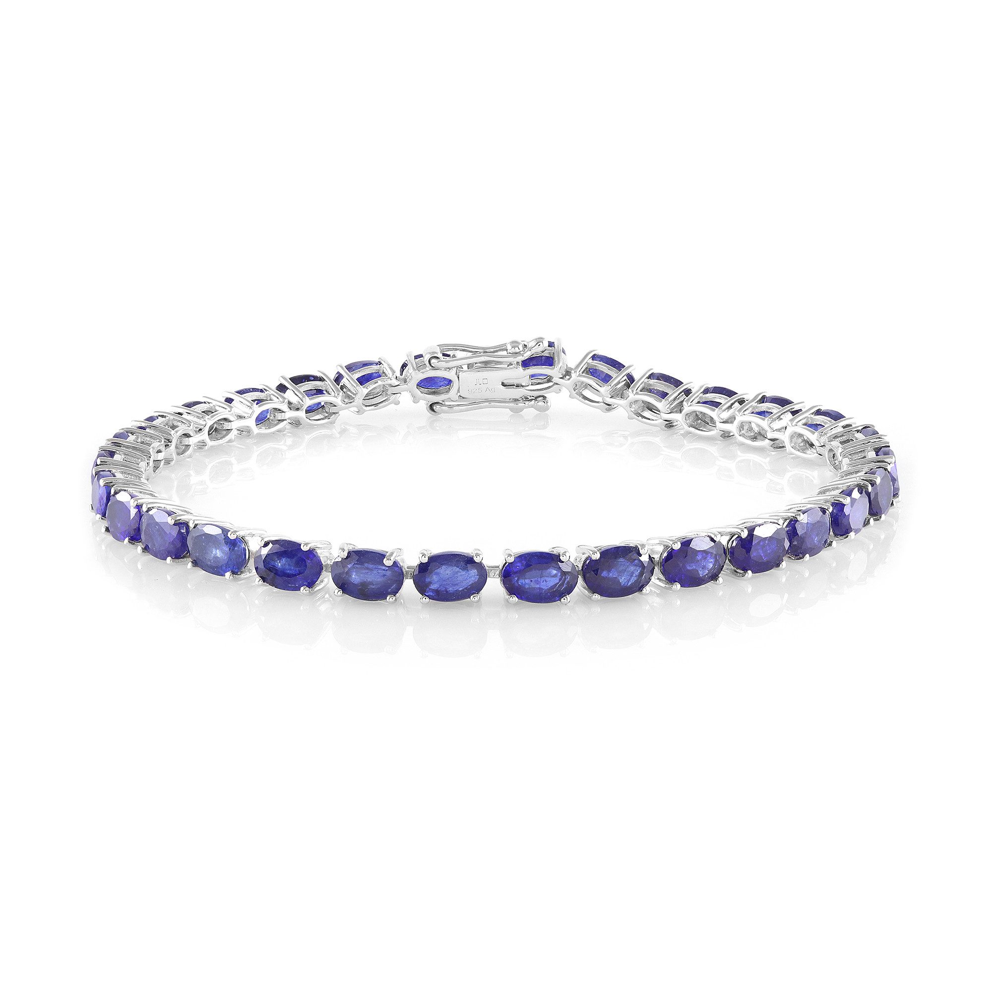 Silberarmband Madagaskar Blauer Saphir 925 Silber Armband, 16,2ct