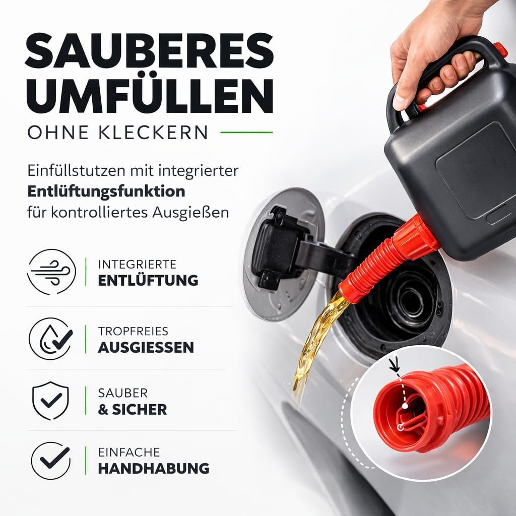 OwnWheel Benzinkanister Kraftstoffkanister EU für Benzin & Diesel mit UN-Zulassung