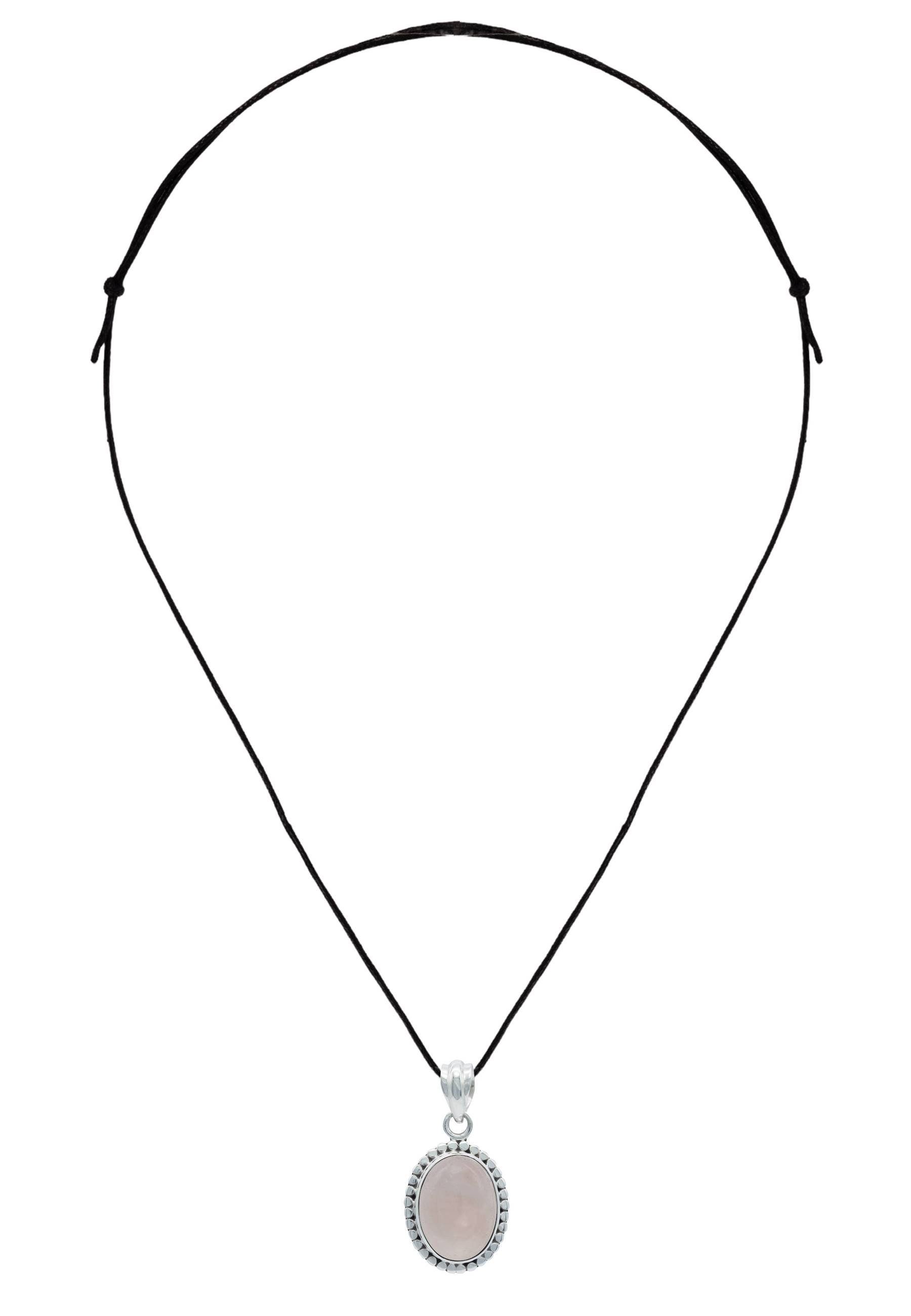 Silber mantraroma Rosenquarz mit 925er Kettenanhänger