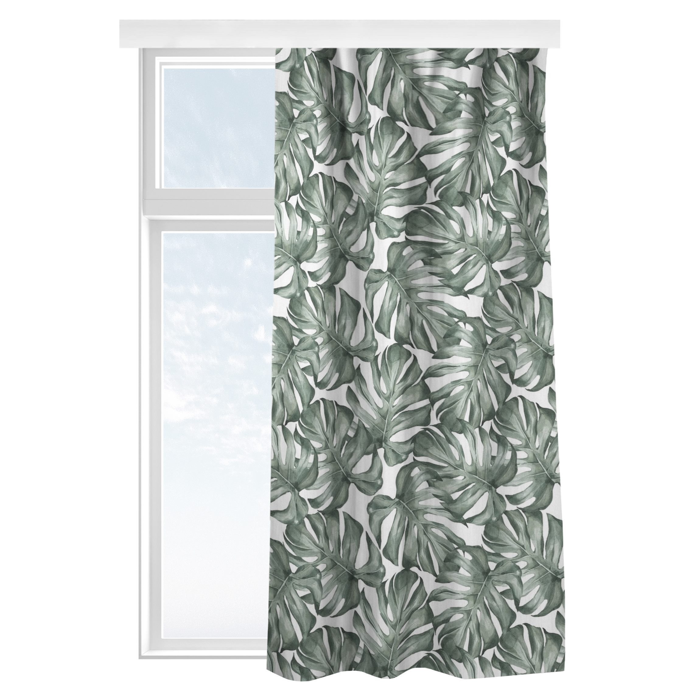 Bilderdepot24 Vorhang Gardine Botanik Natur Aquarell Monstera Blätter Grün Türvorhang (1 St), Multifunktionsband, blickdicht, Samt, Schiebegardinen Küche Schlafzimmer Wohnzimmer Schiebevorhang