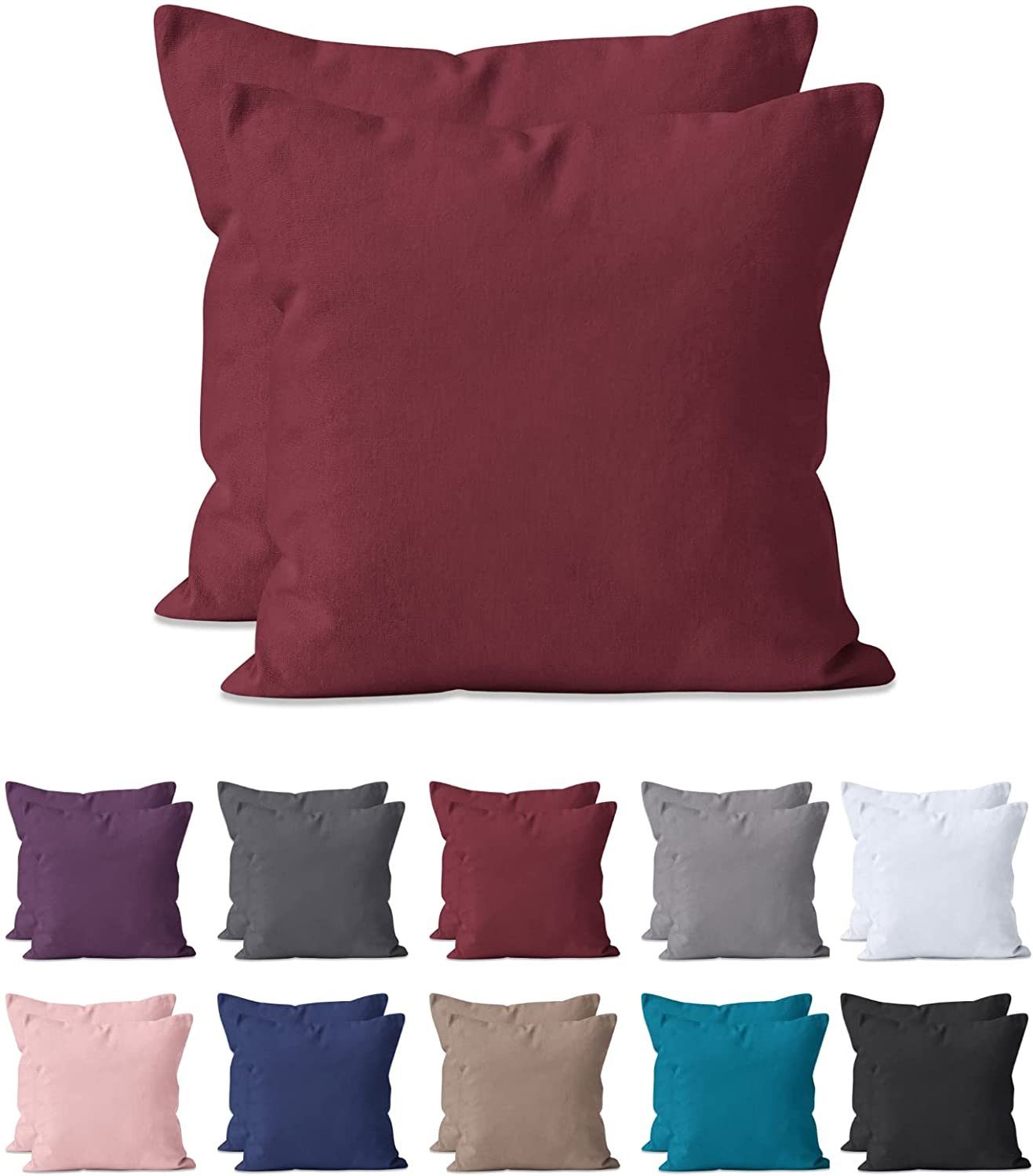 Hometex Premium Textiles Kissenbezug 2-er Set Kissenbezug Mikrofaser, Doppe günstig online kaufen