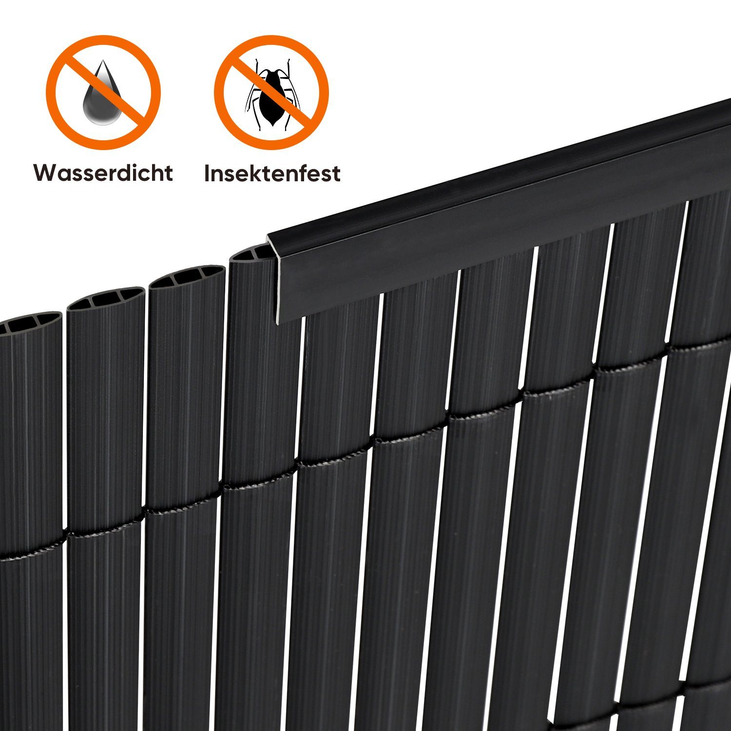 Sekey Balkonsichtschutz PVC Abschlussleiste Abdeckprofil für Sichtschutzmatten, 5 x 1 m Länge Sichere Befestigung und Kantenverstärkung der PVC Sichtschutzmatte