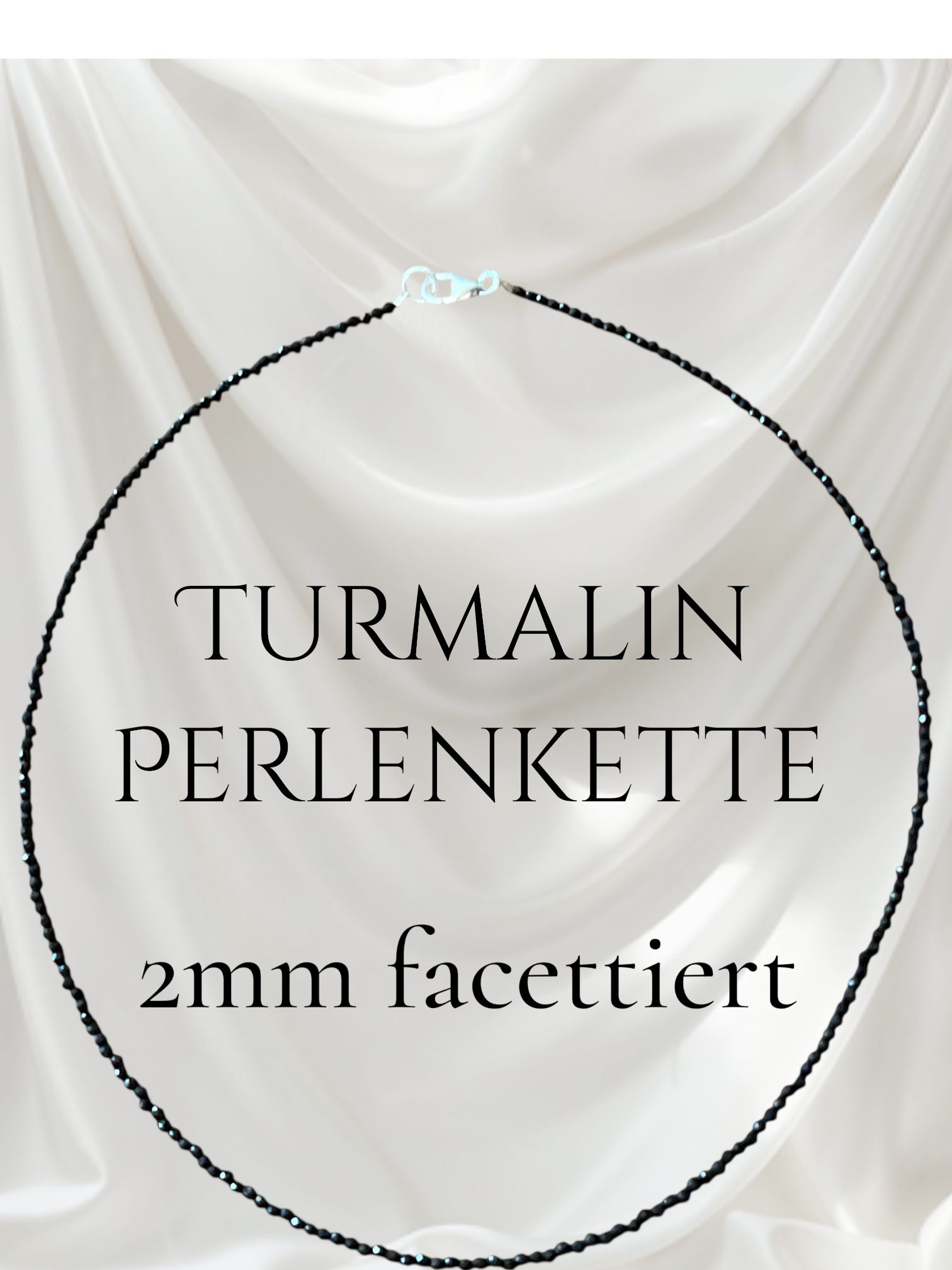Steinfixx® Perlenkette Turmalin (Schörl) Durchmesser 2mm facettiert in Geschenkbox (Länge 45cm, 1-tlg., starker Schutzstein), AAA-Qualität aus Brasilien
