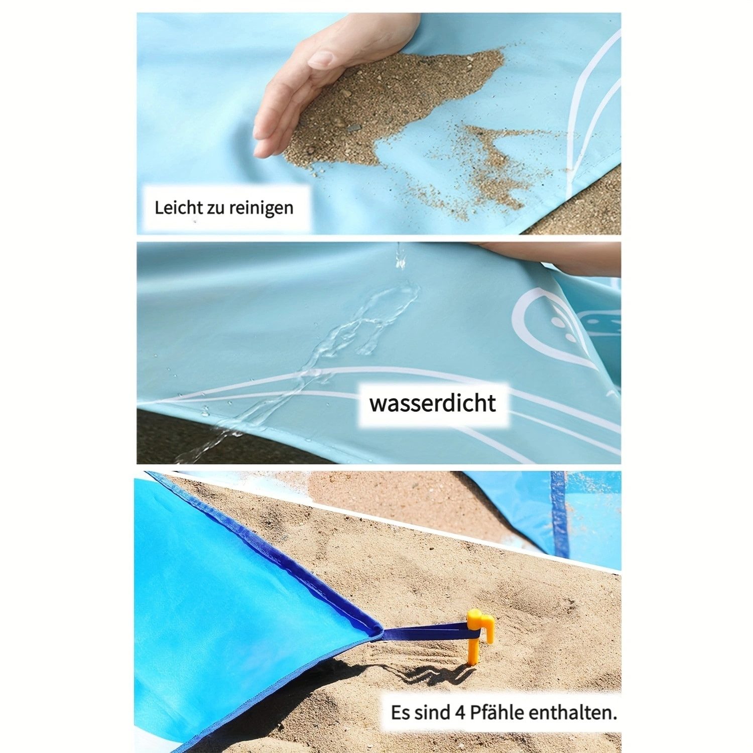 Picknickdecke Extra große Picknickdecke 200x210 cm-waschbare Campingdecke, Diwzbyn, Stranddecke XXL-Picknickdecke wasserabweisend-Decke Outdoor – Bild 3 von 5