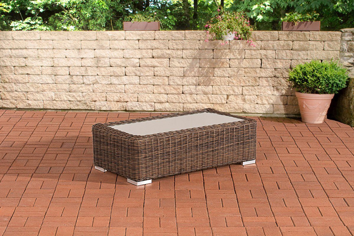 CLP braun-meliert Madeira, Gartentisch 110x60x33 cm aus Rundrattan