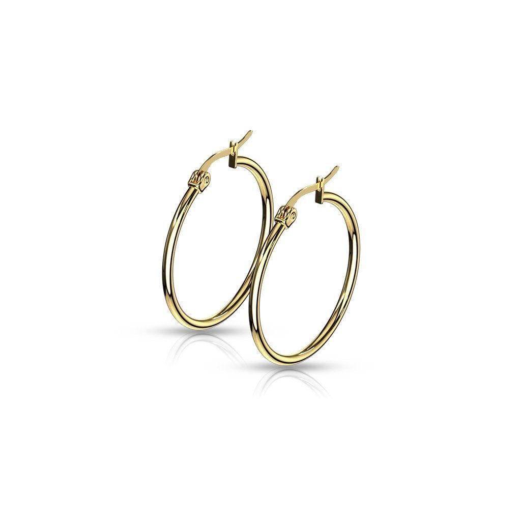 BUNGSA Ohrring-Set Creolen Klassisch schmal Gold aus Edelstahl Damen (10mm - 75mm) (1 Paar (2 Stück), 2-tlg), Ohrschmuck Ohrringe